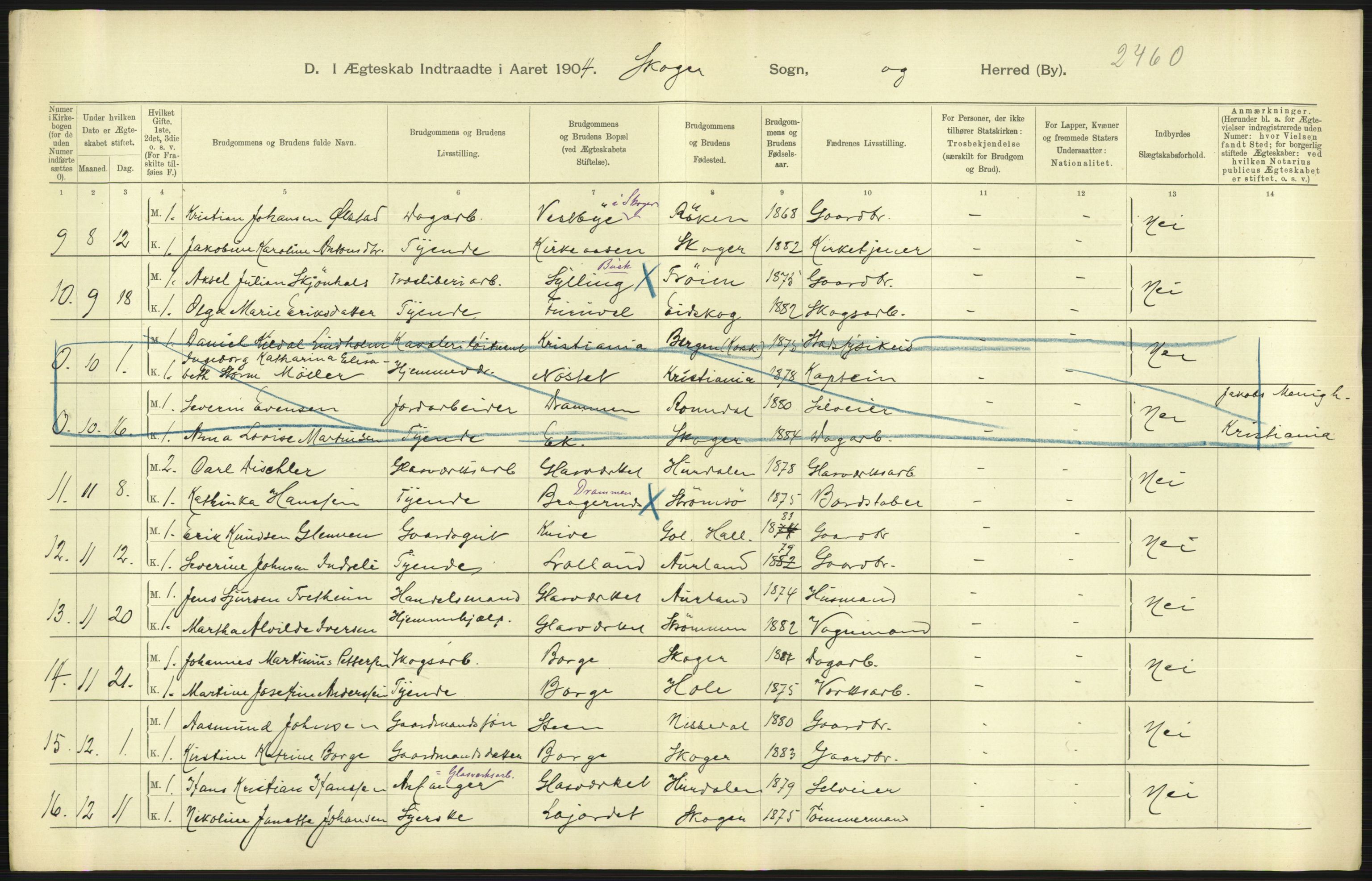 Statistisk sentralbyrå, Sosiodemografiske emner, Befolkning, AV/RA-S-2228/D/Df/Dfa/Dfab/L0008: Jarlsberg og Larvig amt: Fødte, gifte, døde, 1904, s. 461