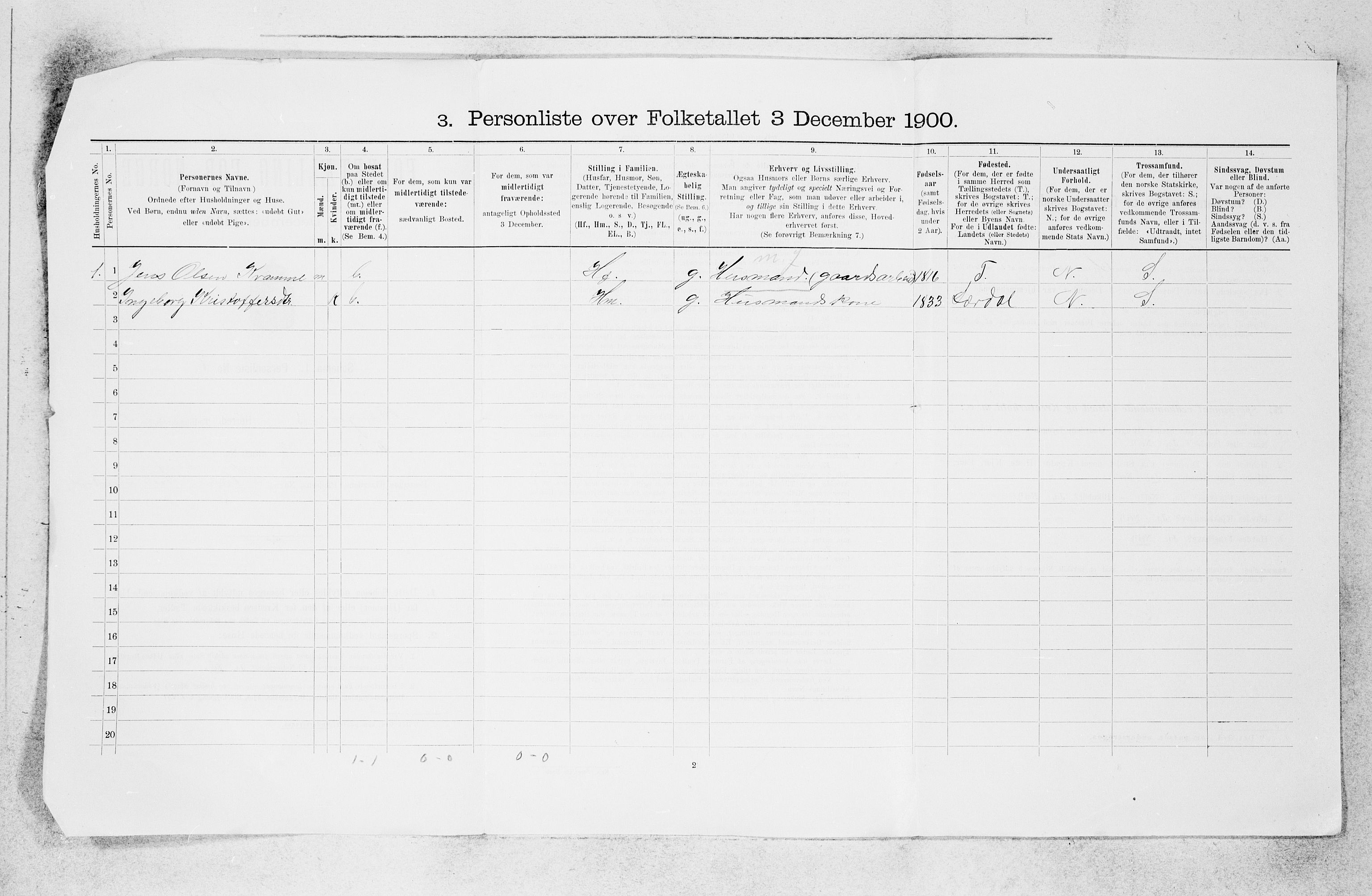 SAB, Folketelling 1900 for 1423 Borgund herred, 1900, s. 13