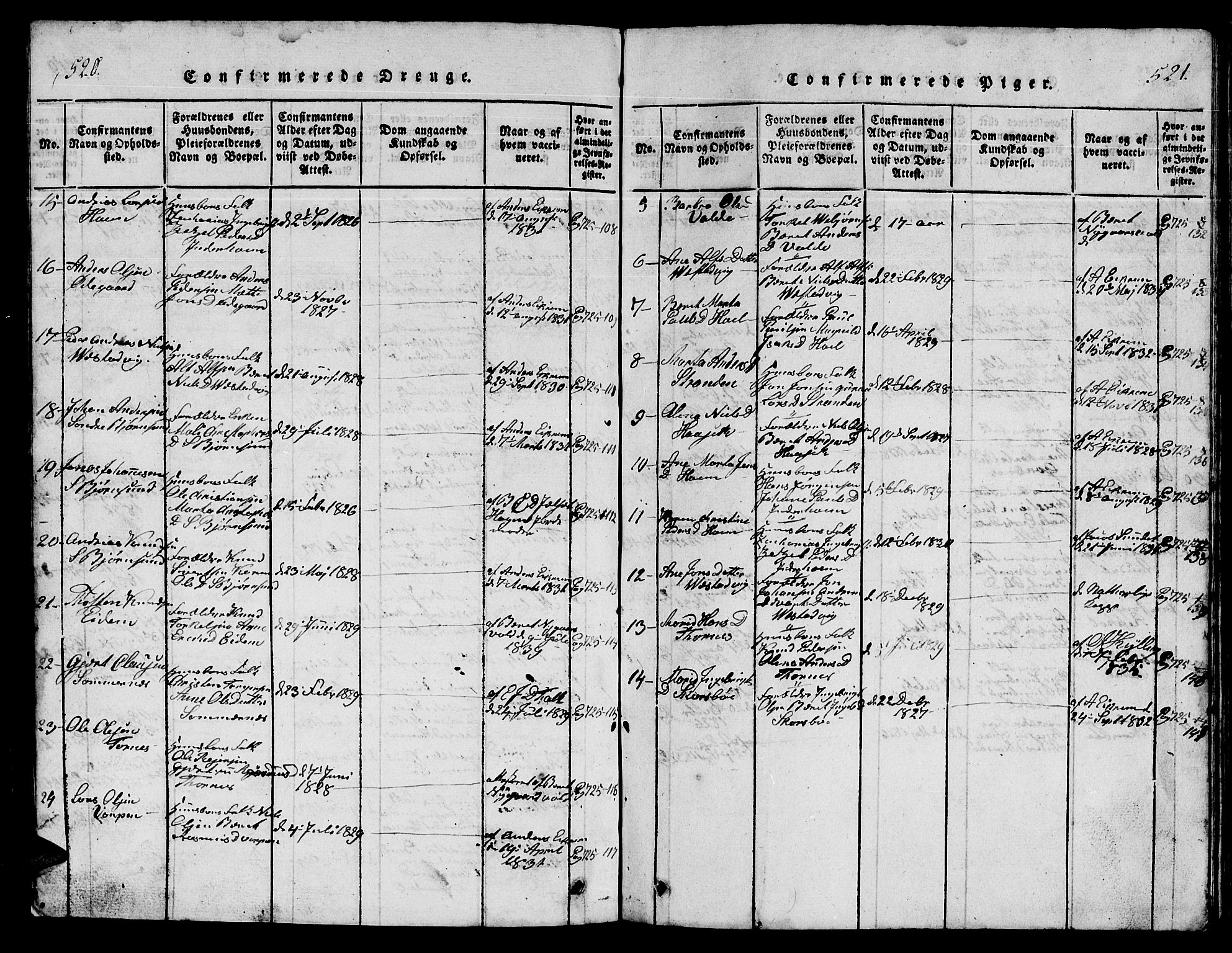Ministerialprotokoller, klokkerbøker og fødselsregistre - Møre og Romsdal, SAT/A-1454/565/L0752: Klokkerbok nr. 565C01, 1817-1844, s. 520-521