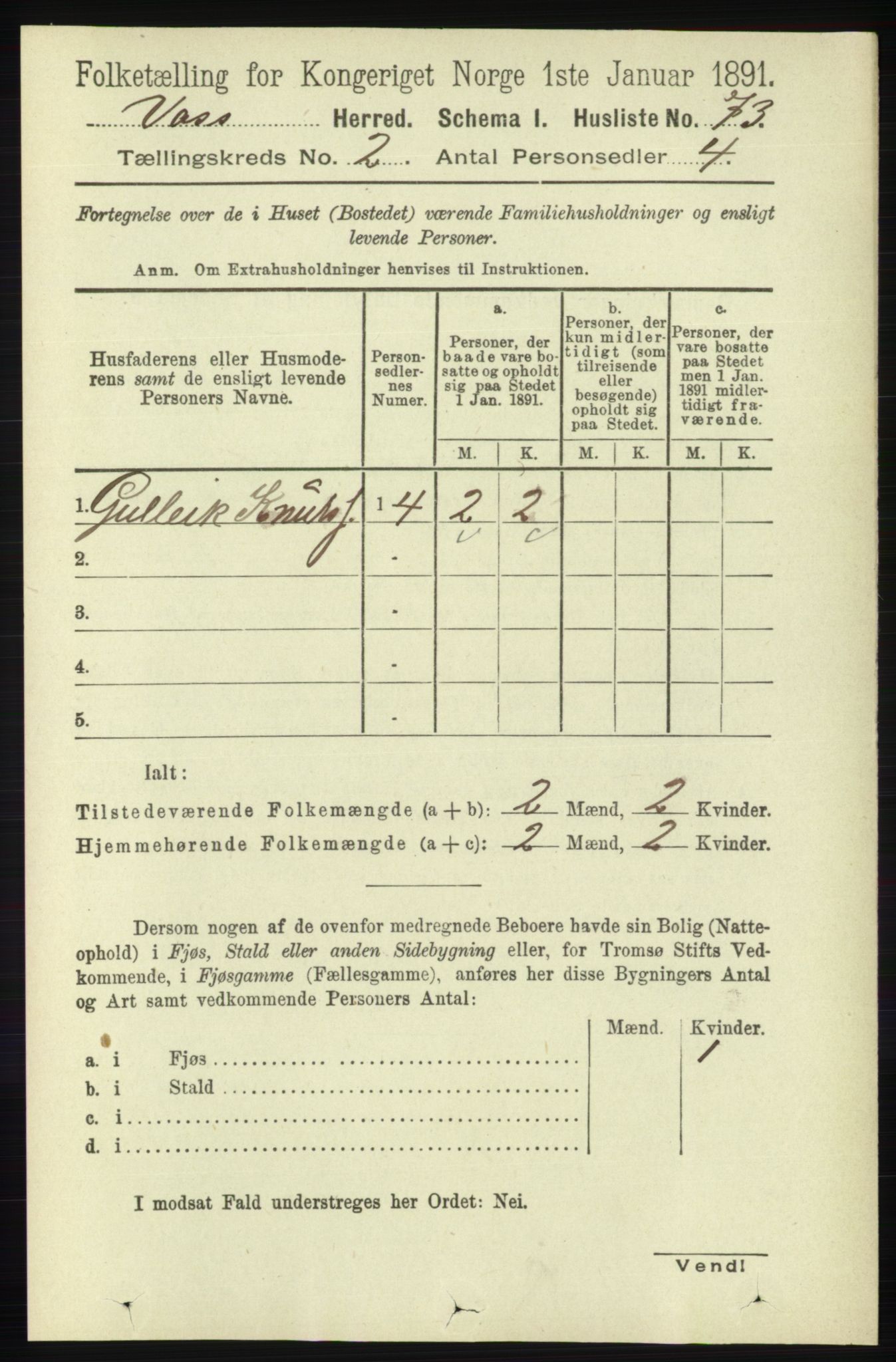 RA, Folketelling 1891 for 1235 Voss herred, 1891, s. 615