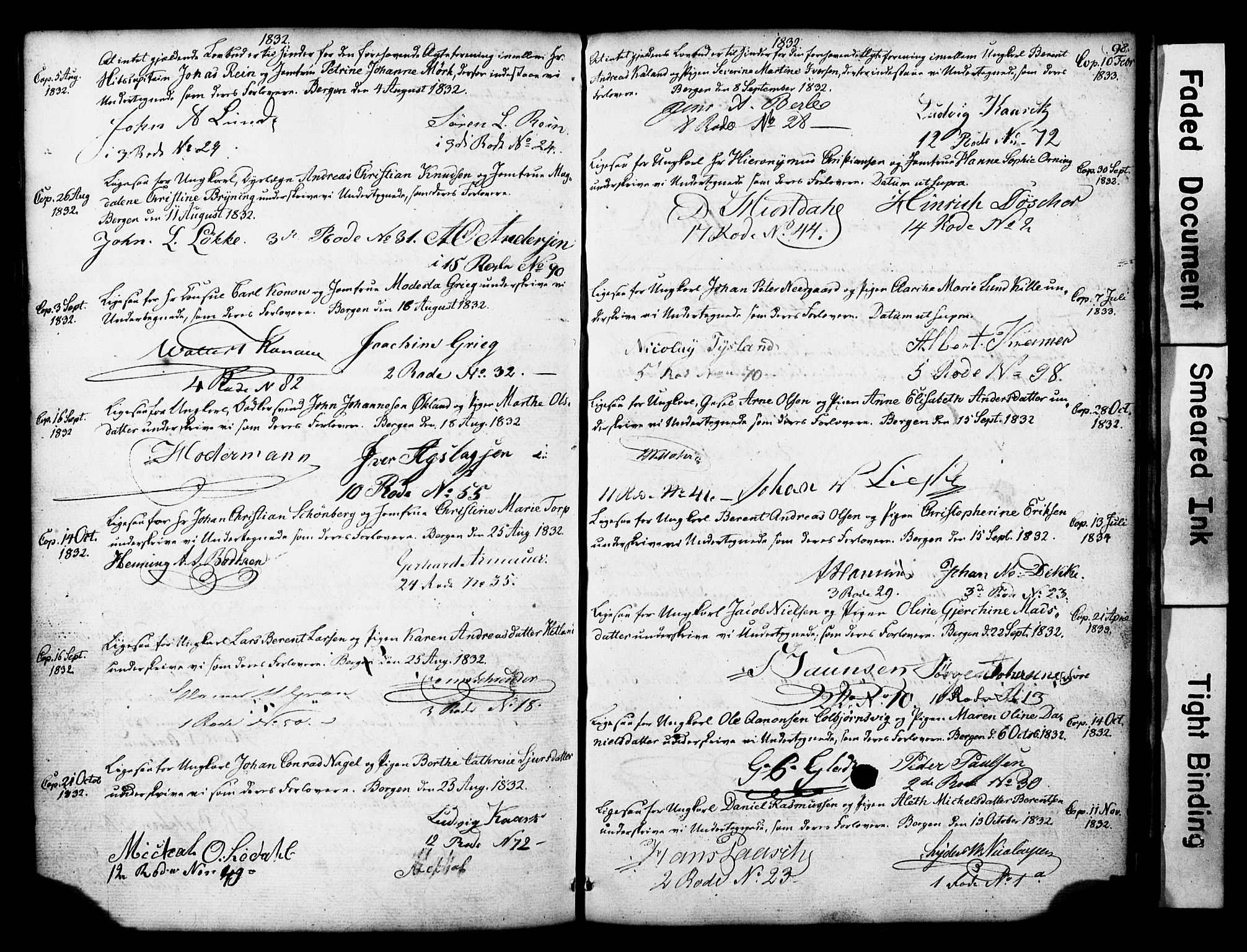 Nykirken Sokneprestembete, SAB/A-77101: Forlovererklæringer nr. II.5.1, 1814-1846, s. 98