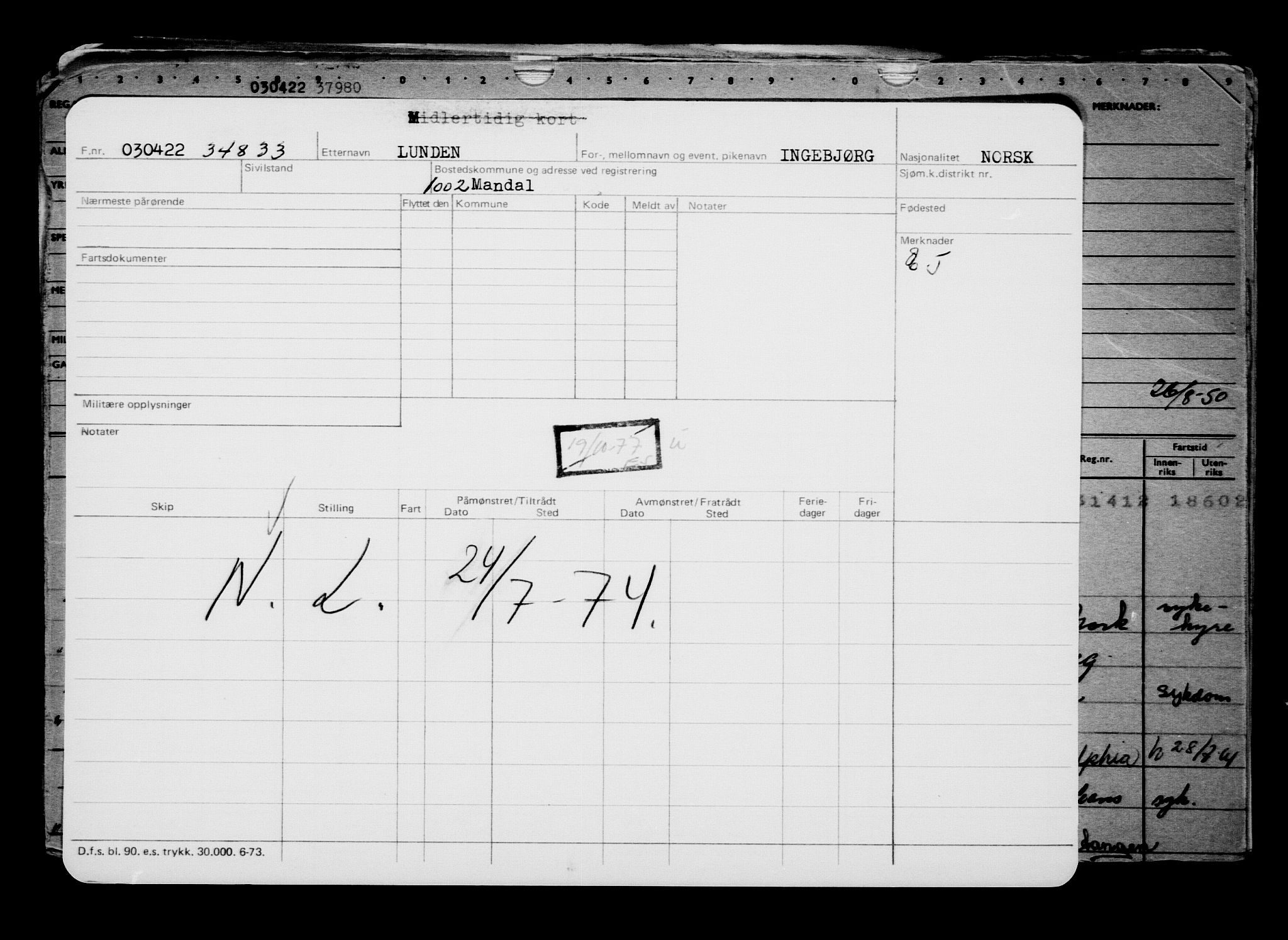 Direktoratet for sjømenn, AV/RA-S-3545/G/Gb/L0205: Hovedkort, 1922, s. 59