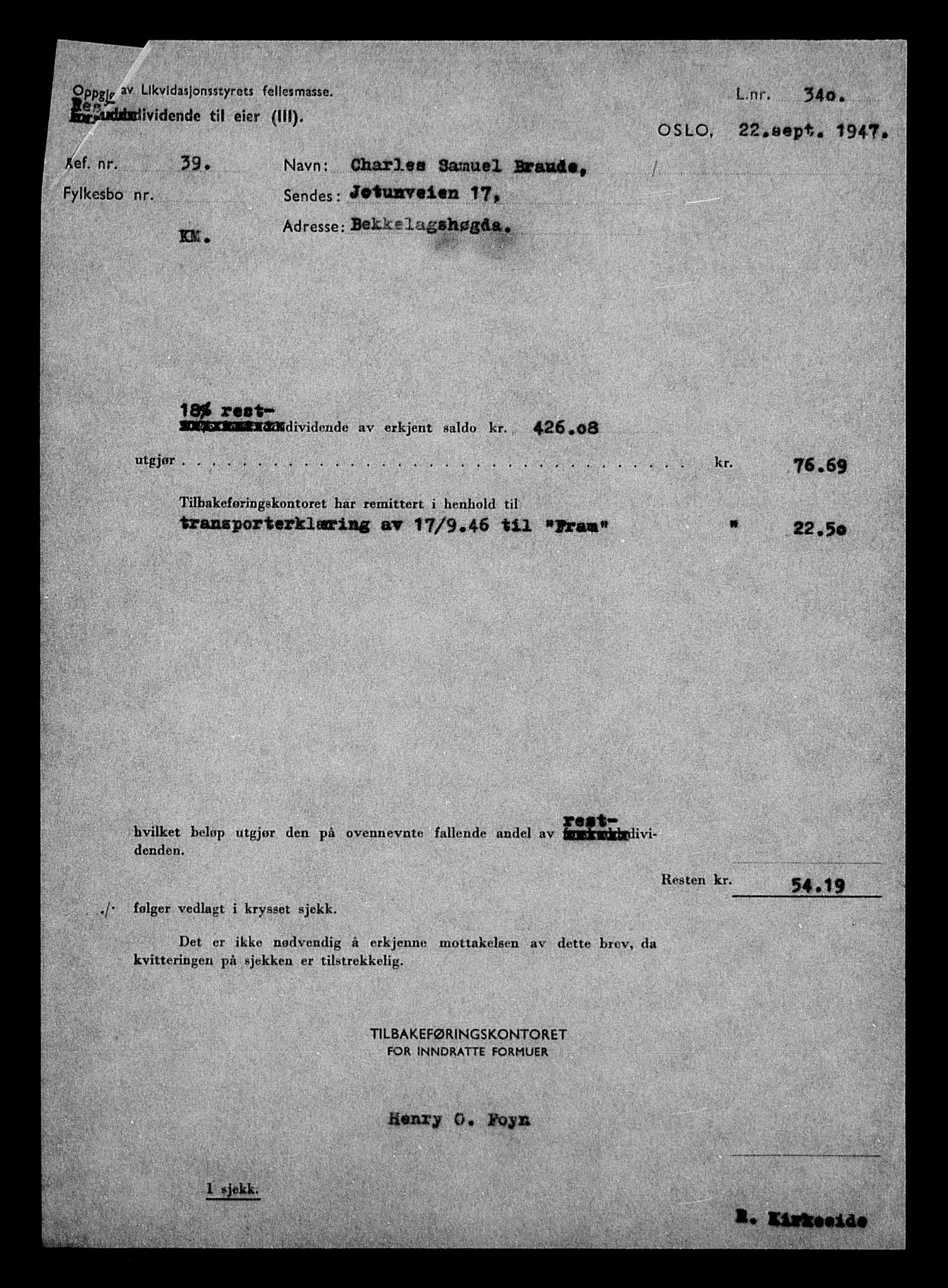 Justisdepartementet, Tilbakeføringskontoret for inndratte formuer, AV/RA-S-1564/H/Hc/Hcc/L0927: --, 1945-1947, s. 551