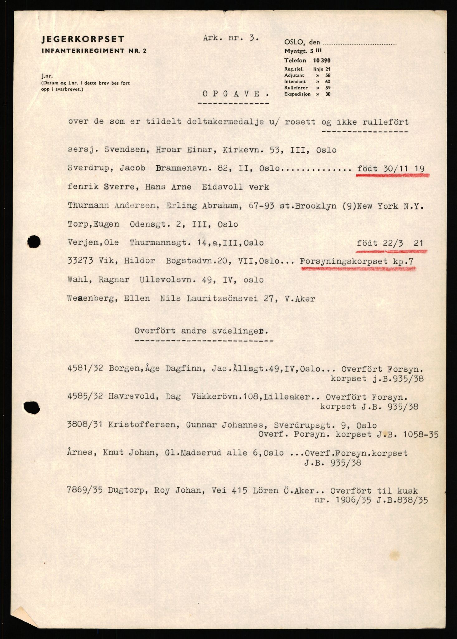 Forsvaret, Jegerkorpset infanteriregiment nr. 2 (IR 2), RA/RAFA-3155/D/Da/L0178: --, 1945-1950, s. 6