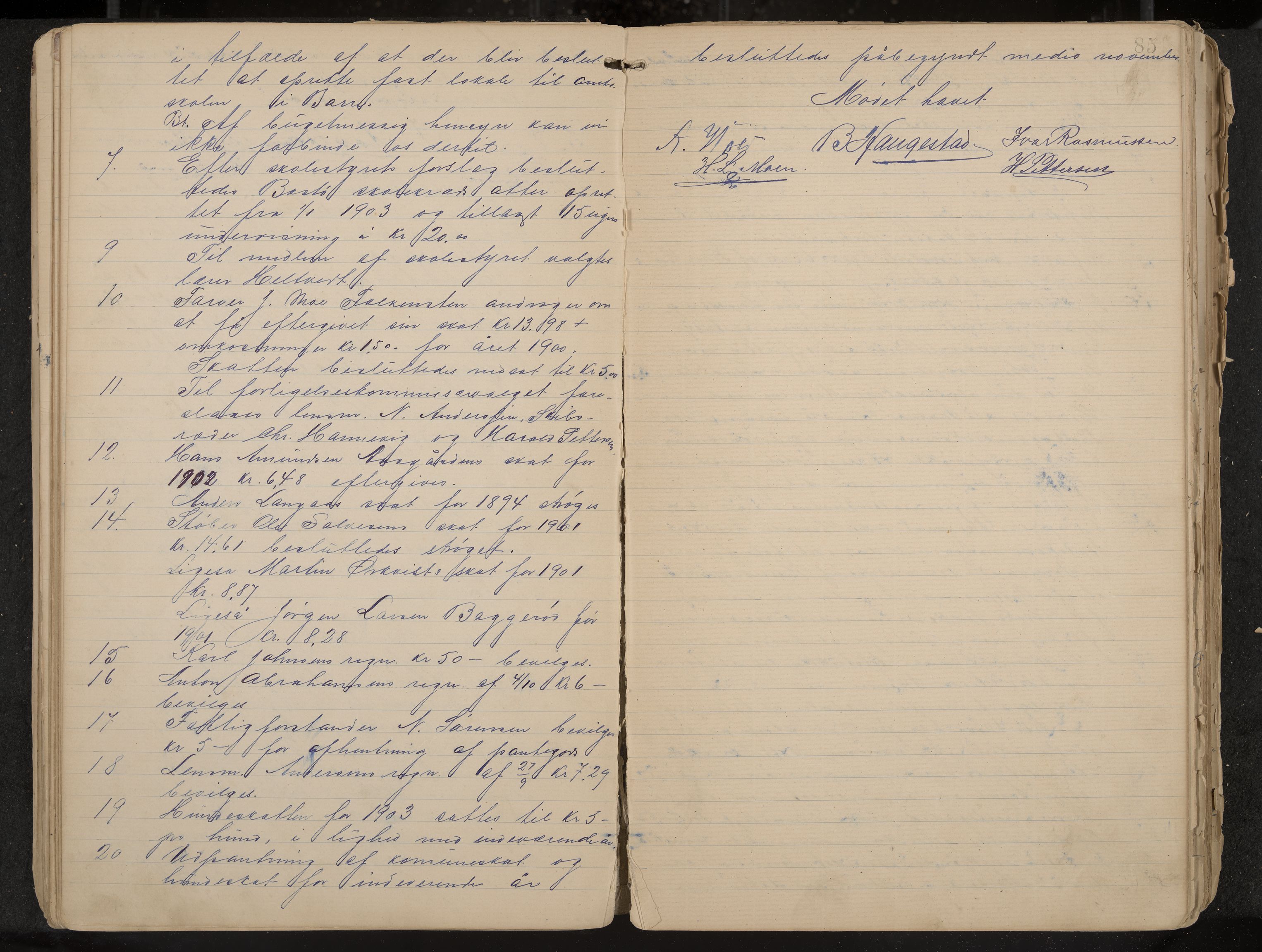 Borre formannskap og sentraladministrasjon, IKAK/0717021/A/L0003: Møtebok, 1896-1916, s. 85