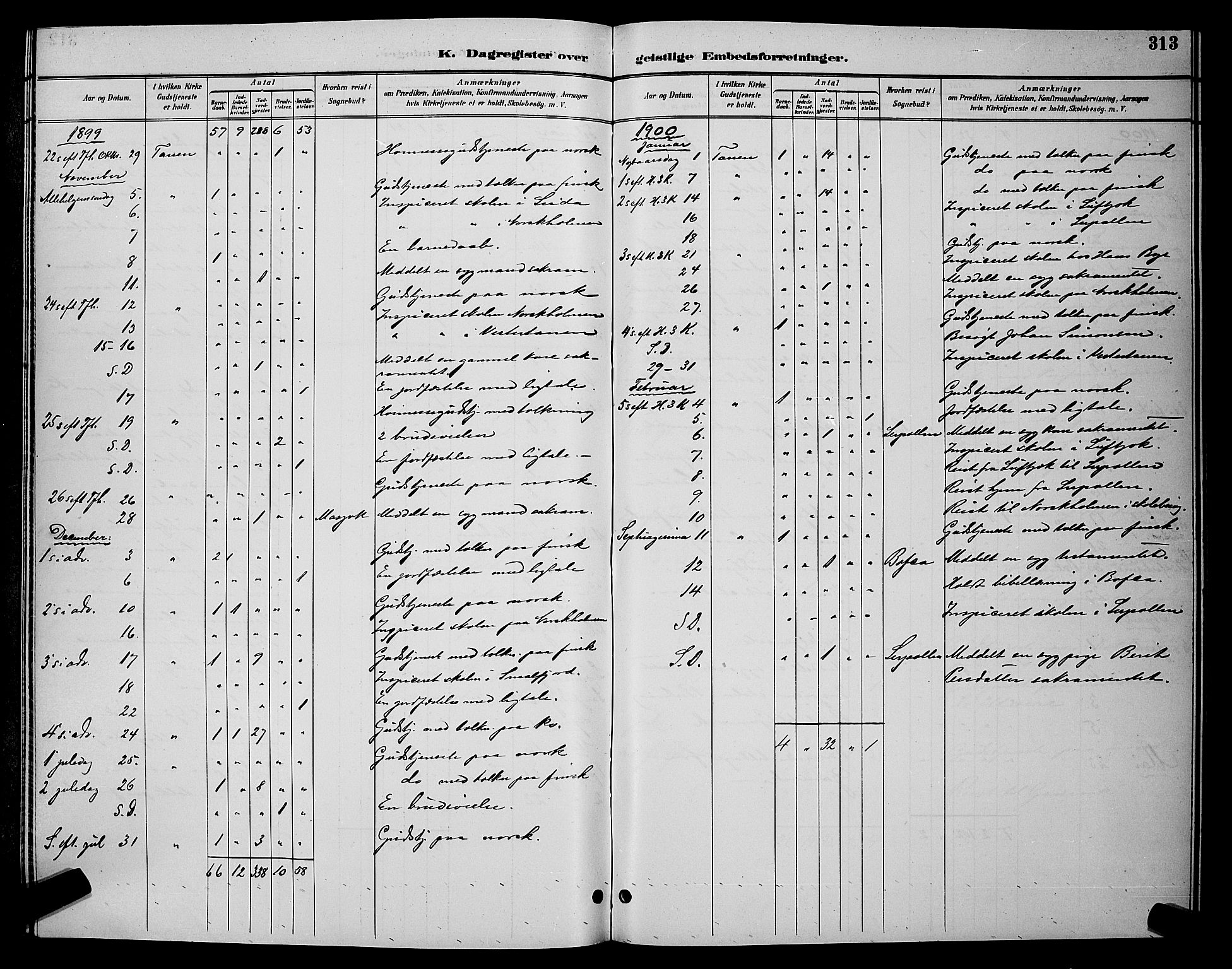 Tana sokneprestkontor, AV/SATØ-S-1334/H/Hb/L0004klokker: Klokkerbok nr. 4, 1890-1903, s. 313