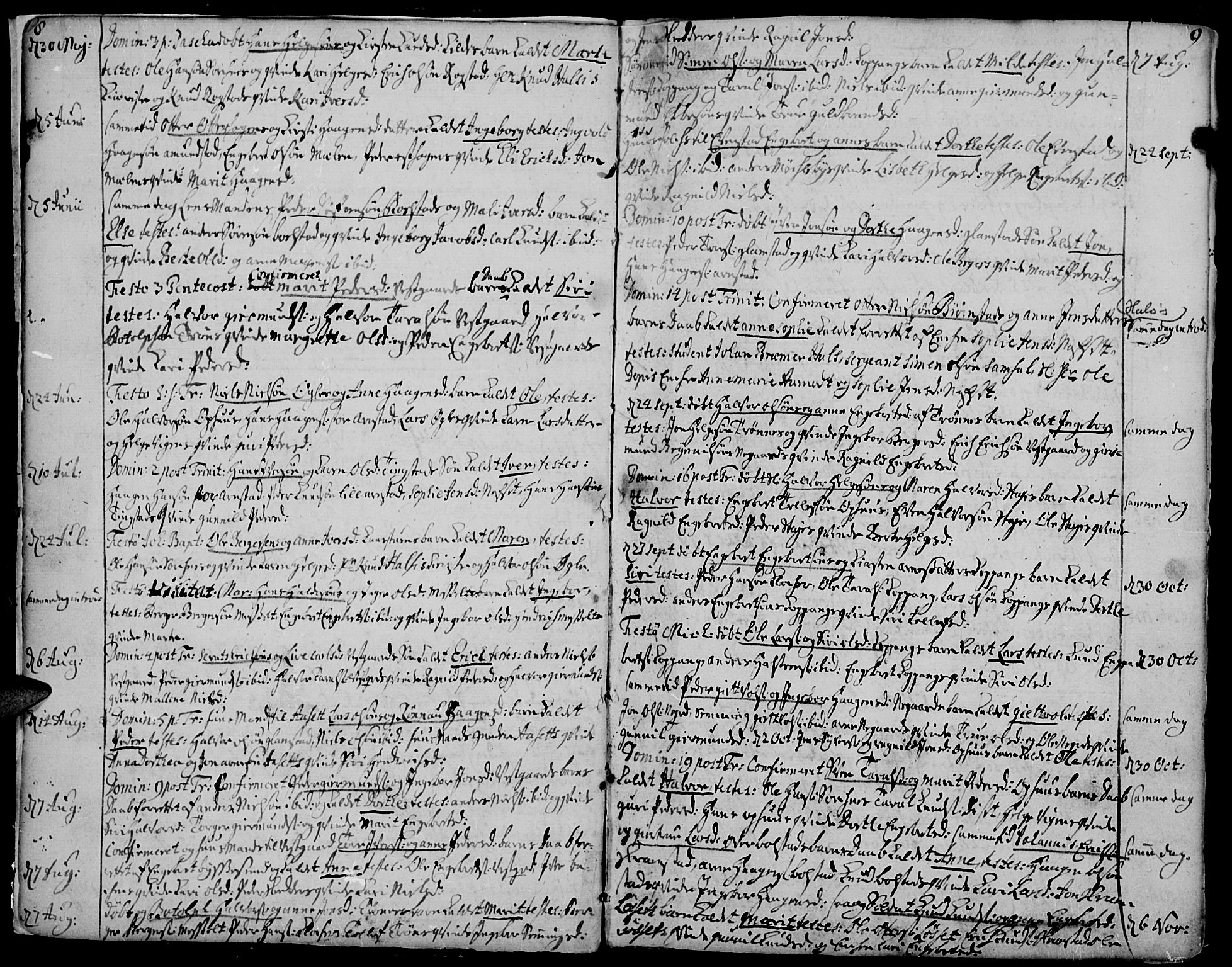 Åmot prestekontor, Hedmark, AV/SAH-PREST-056/H/Ha/Haa/L0002: Ministerialbok nr. 2, 1734-1779, s. 8-9