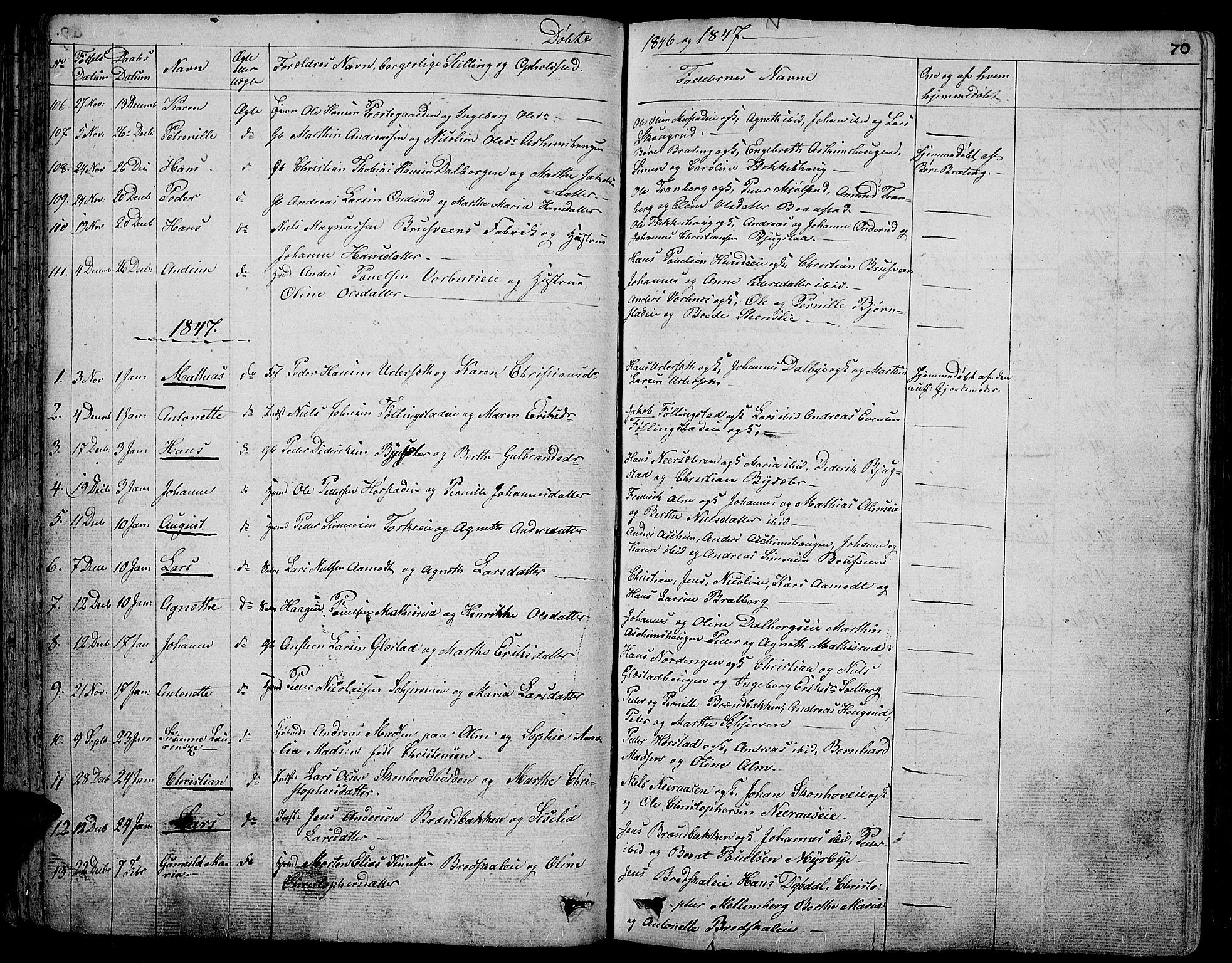 Vardal prestekontor, AV/SAH-PREST-100/H/Ha/Hab/L0004: Klokkerbok nr. 4, 1831-1853, s. 70