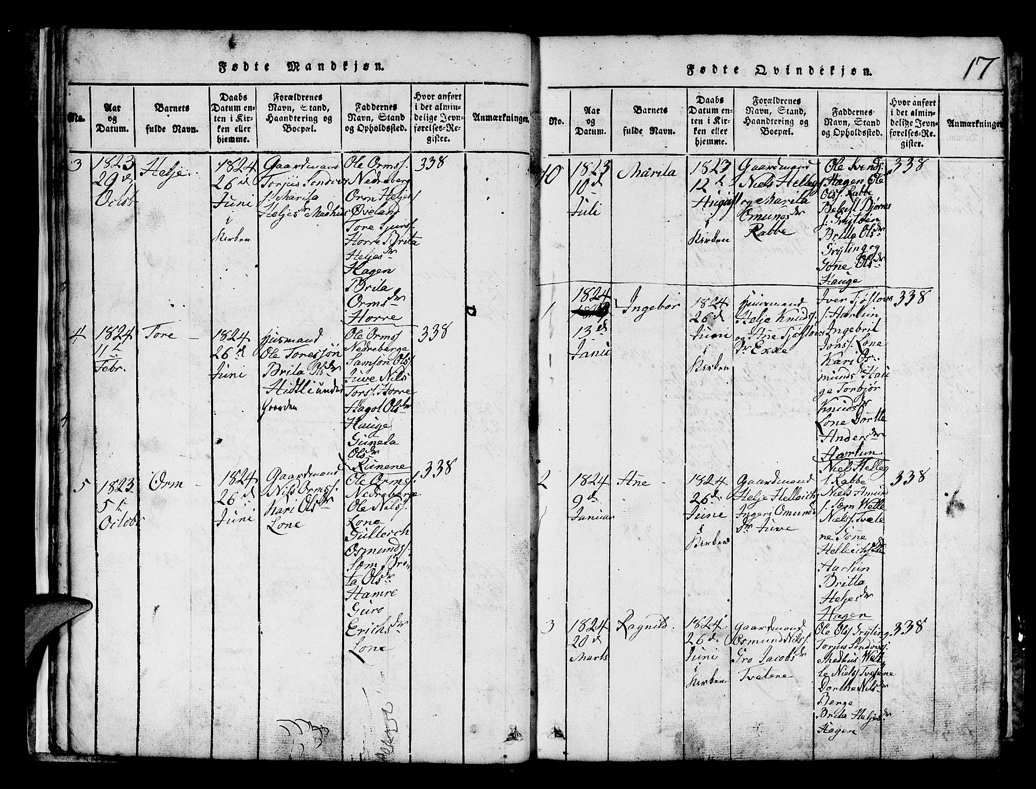 Røldal sokneprestembete, AV/SAB-A-100247: Klokkerbok nr. A 1, 1817-1860, s. 17