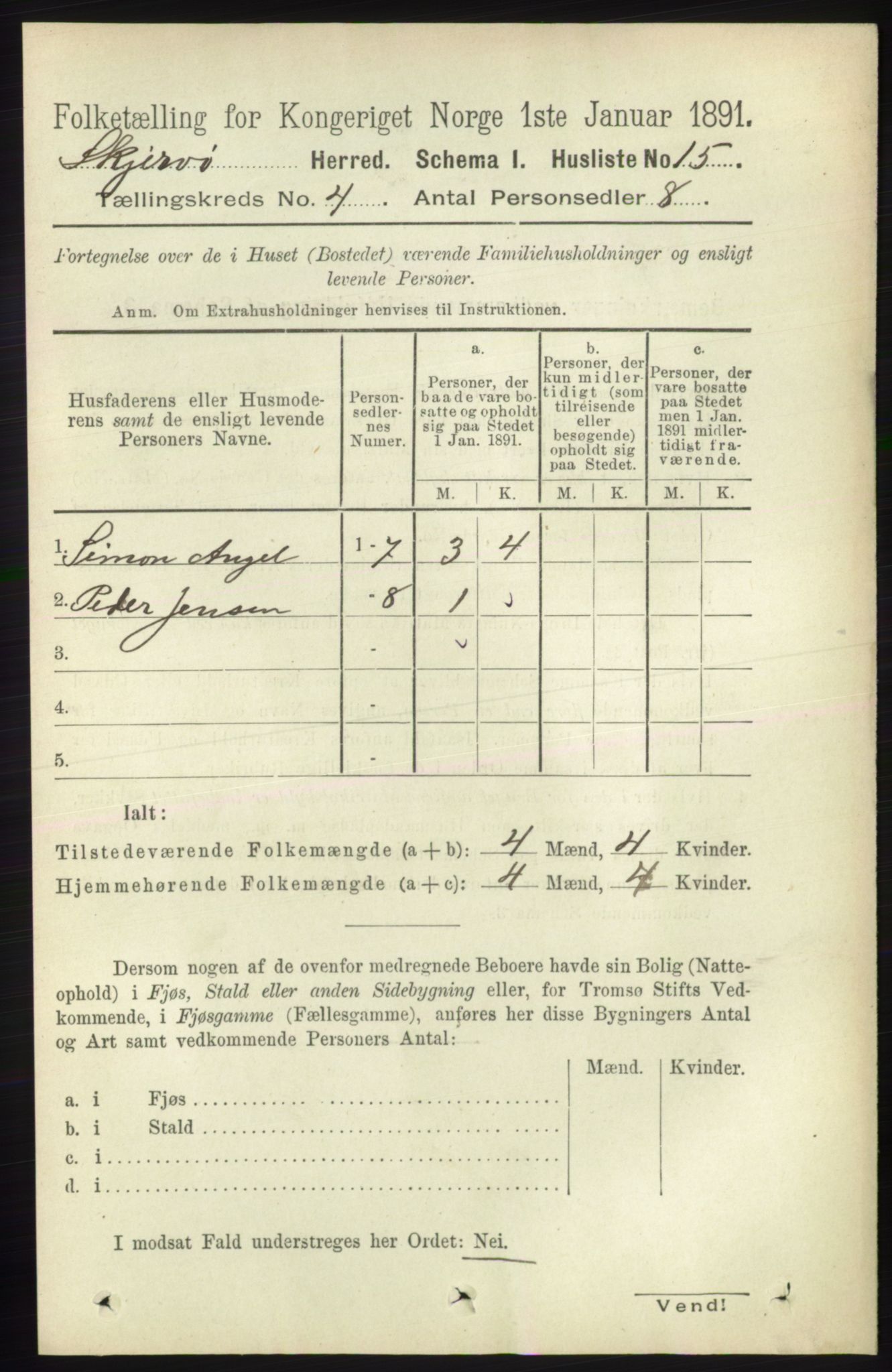 RA, Folketelling 1891 for 1941 Skjervøy herred, 1891, s. 2238