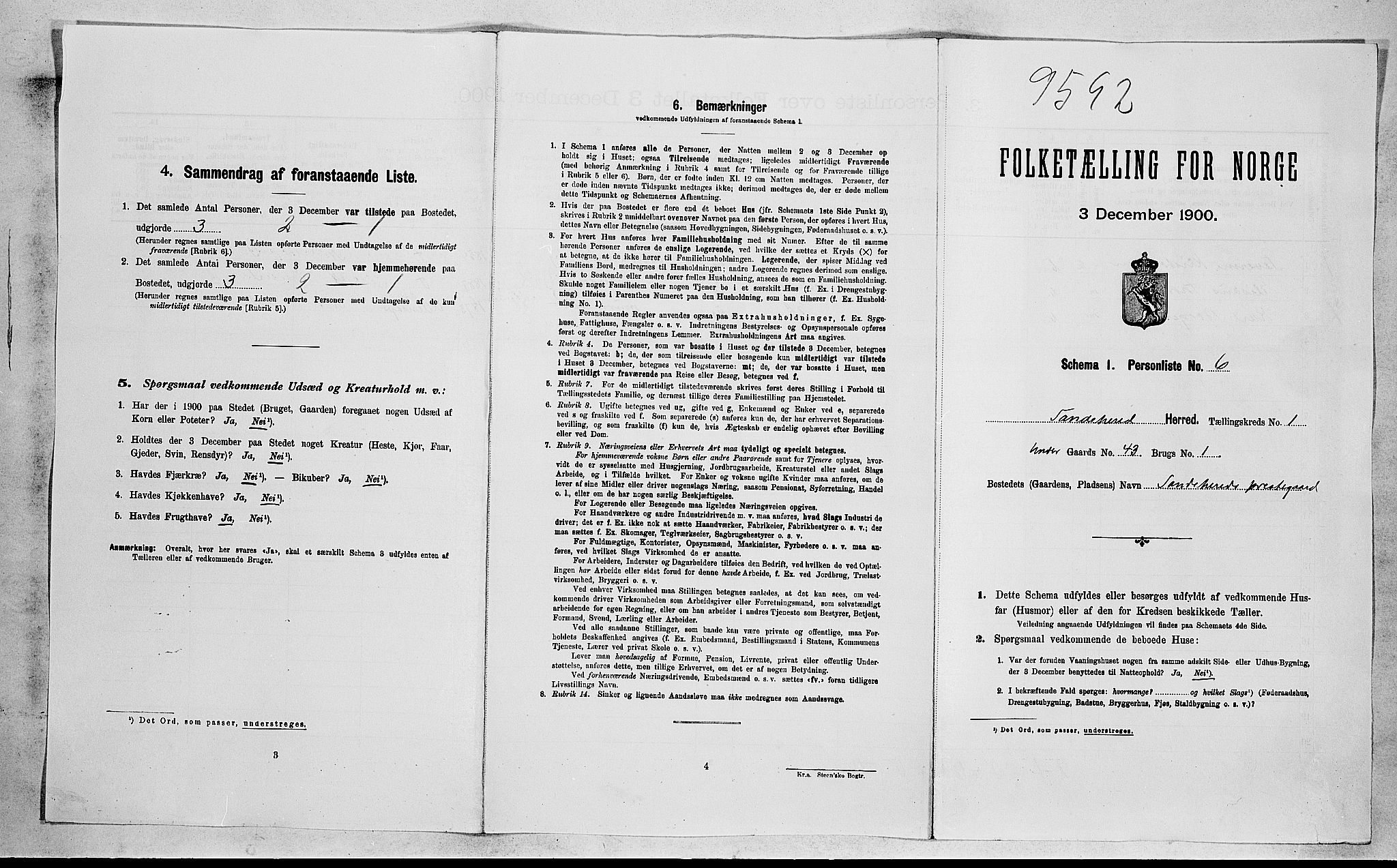 RA, Folketelling 1900 for 0724 Sandeherred herred, 1900, s. 181