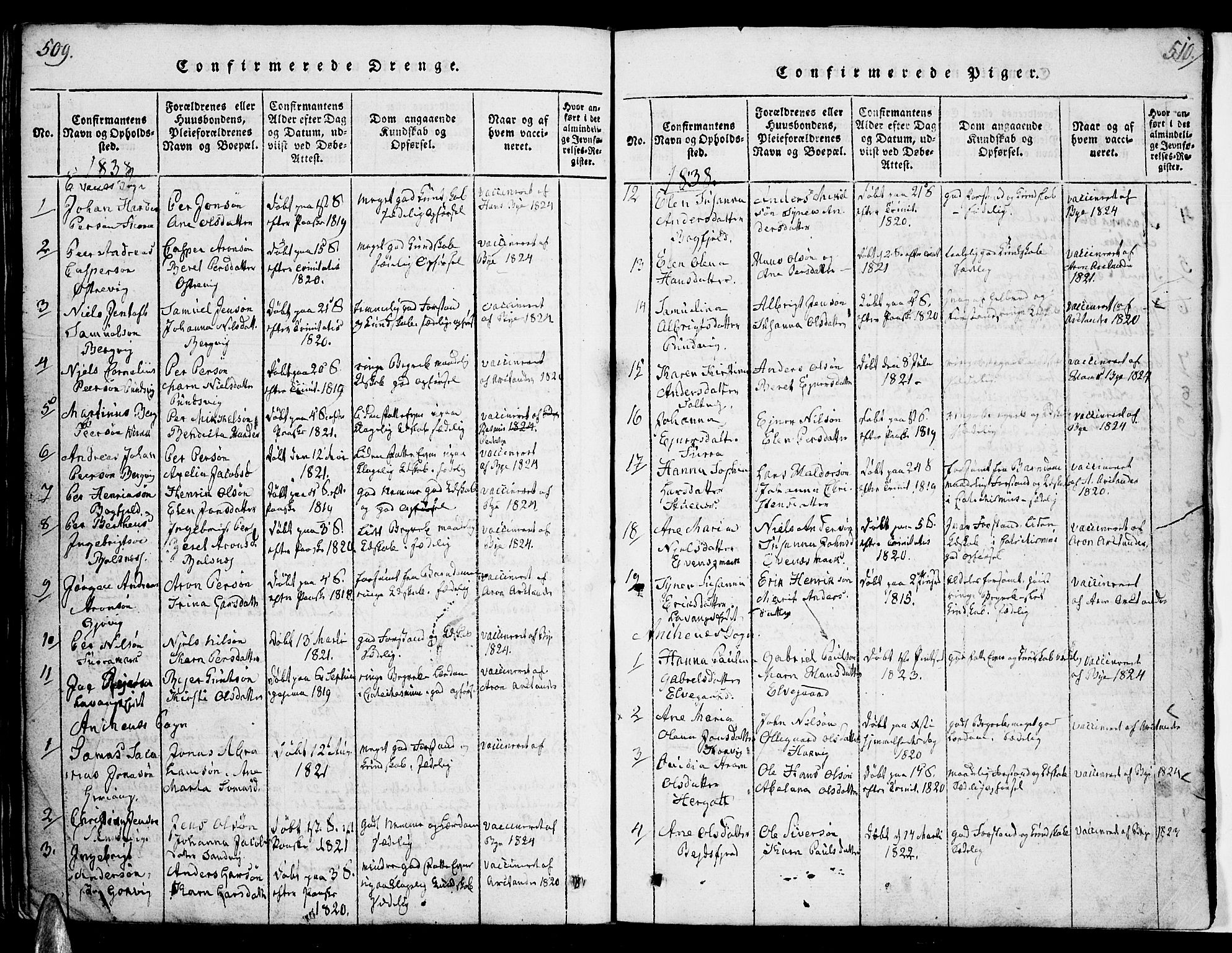 Ministerialprotokoller, klokkerbøker og fødselsregistre - Nordland, AV/SAT-A-1459/863/L0894: Ministerialbok nr. 863A06, 1821-1851, s. 509-510