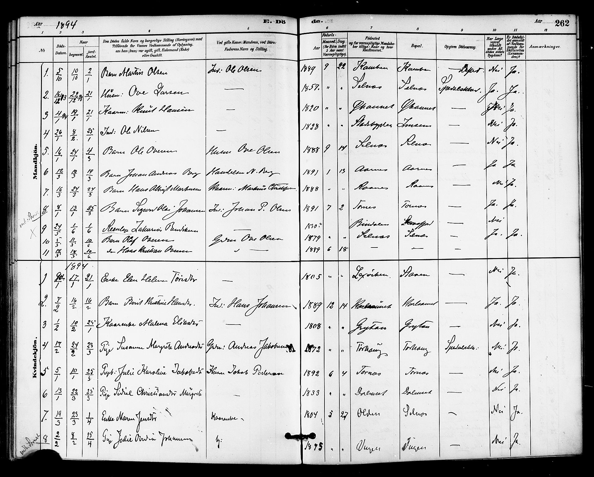 Ministerialprotokoller, klokkerbøker og fødselsregistre - Sør-Trøndelag, SAT/A-1456/655/L0680: Ministerialbok nr. 655A09, 1880-1894, s. 262