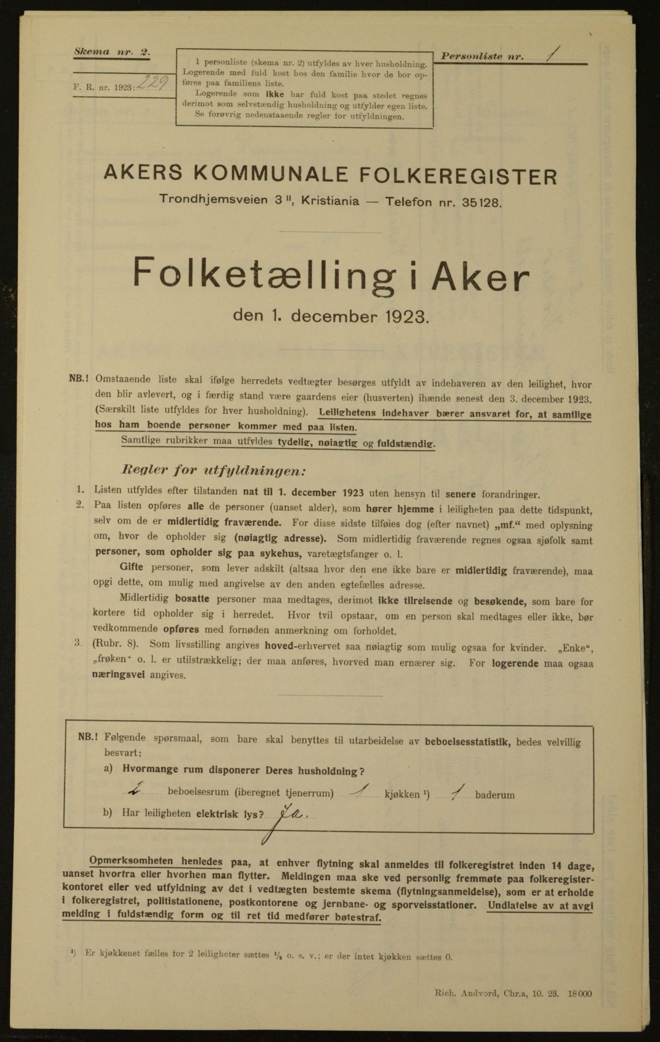 , Kommunal folketelling 1.12.1923 for Aker, 1923, s. 1501