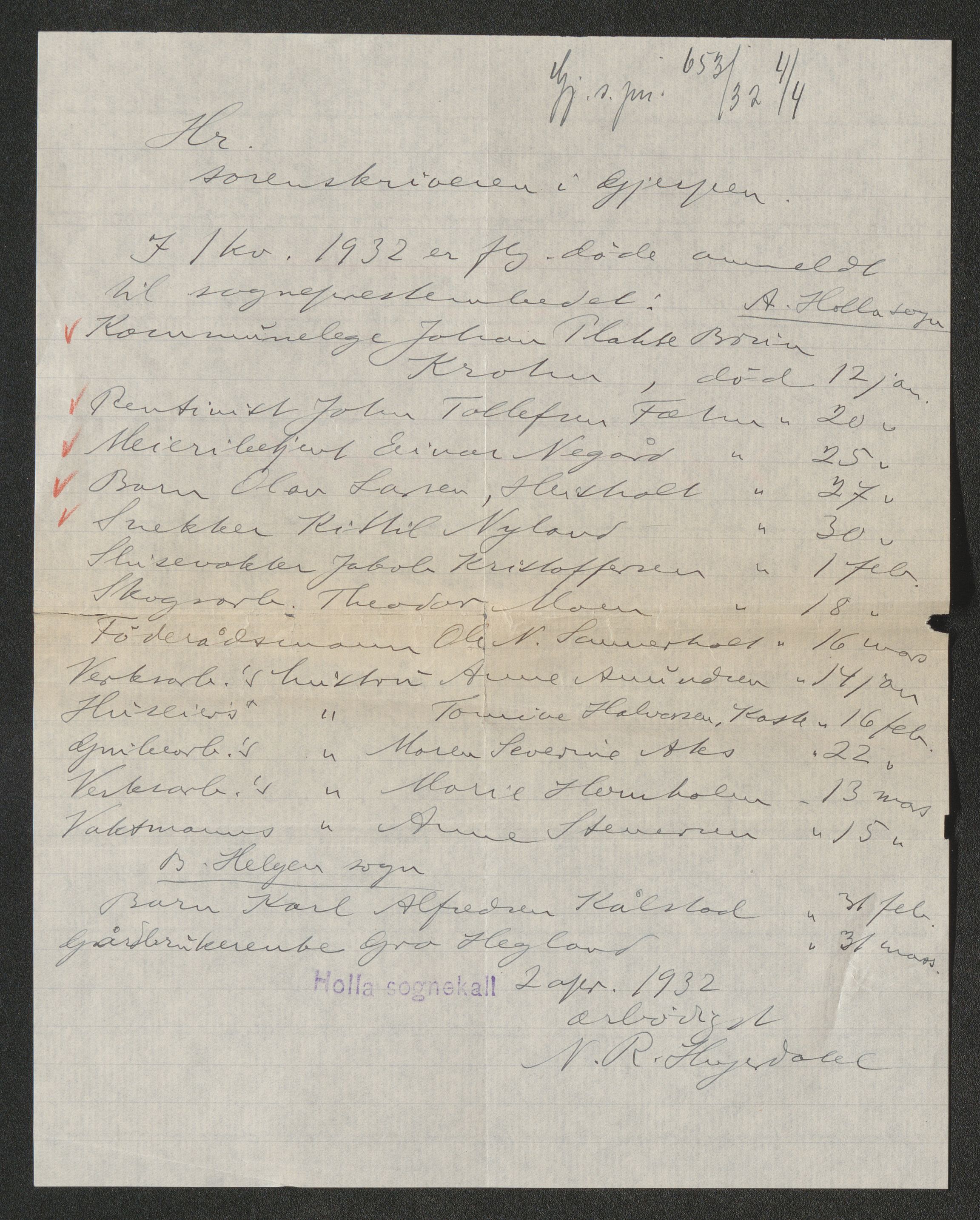 Nedre Telemark sorenskriveri, AV/SAKO-A-135/H/Ha/Hab/L0008: Dødsfallsfortegnelser
, 1931-1935, s. 474
