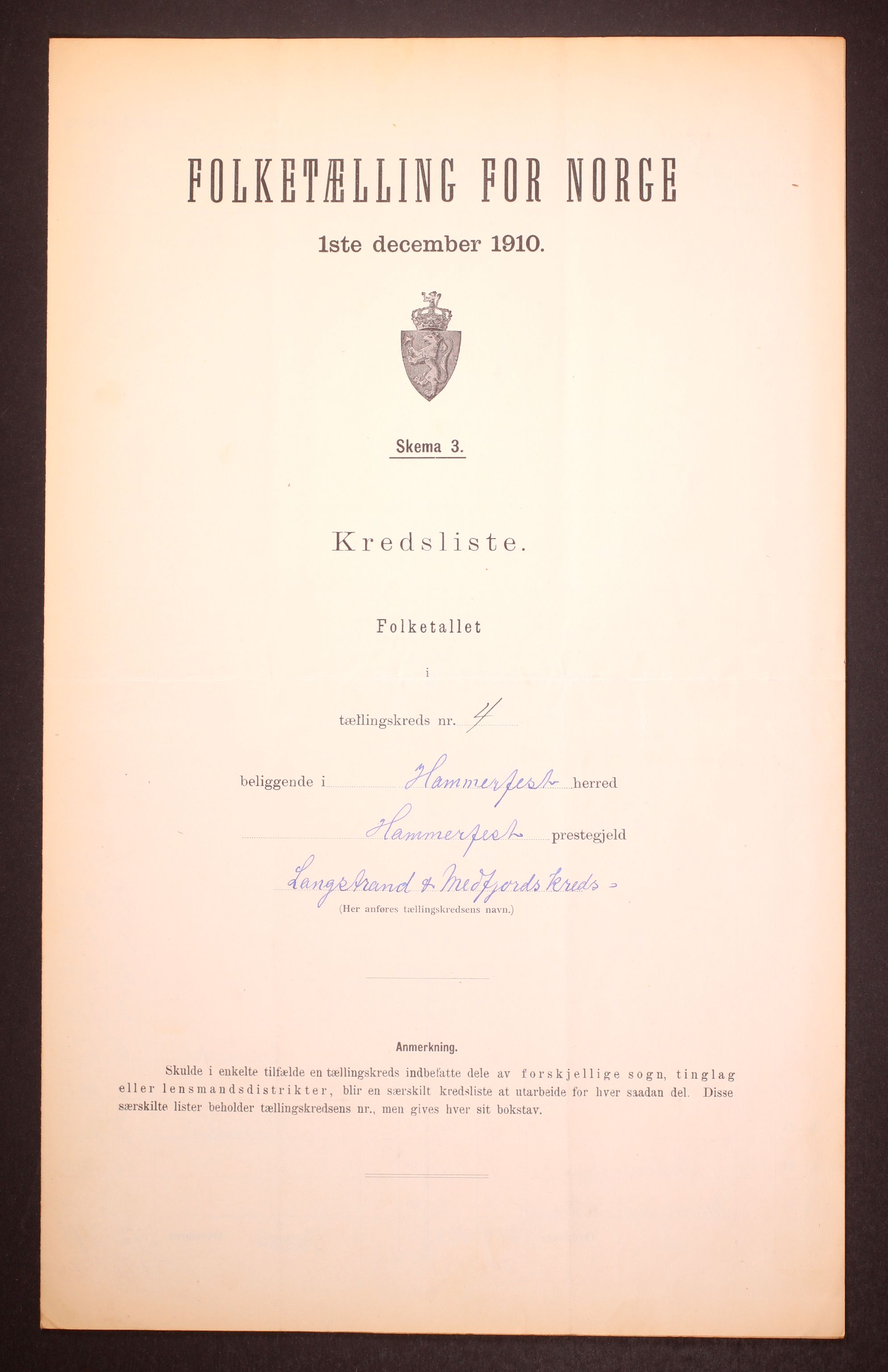RA, Folketelling 1910 for 2016 Hammerfest herred, 1910, s. 13
