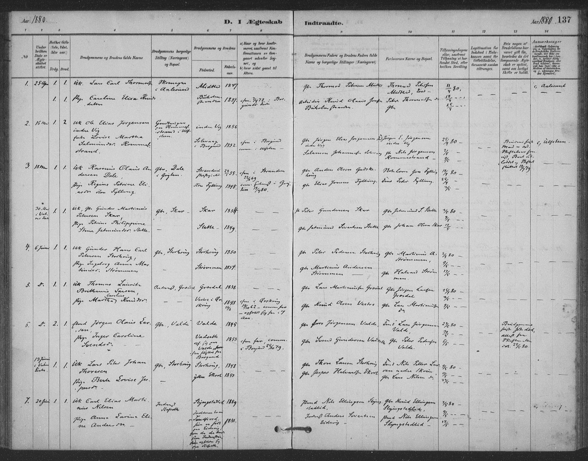Ministerialprotokoller, klokkerbøker og fødselsregistre - Møre og Romsdal, SAT/A-1454/524/L0356: Ministerialbok nr. 524A08, 1880-1899, s. 137