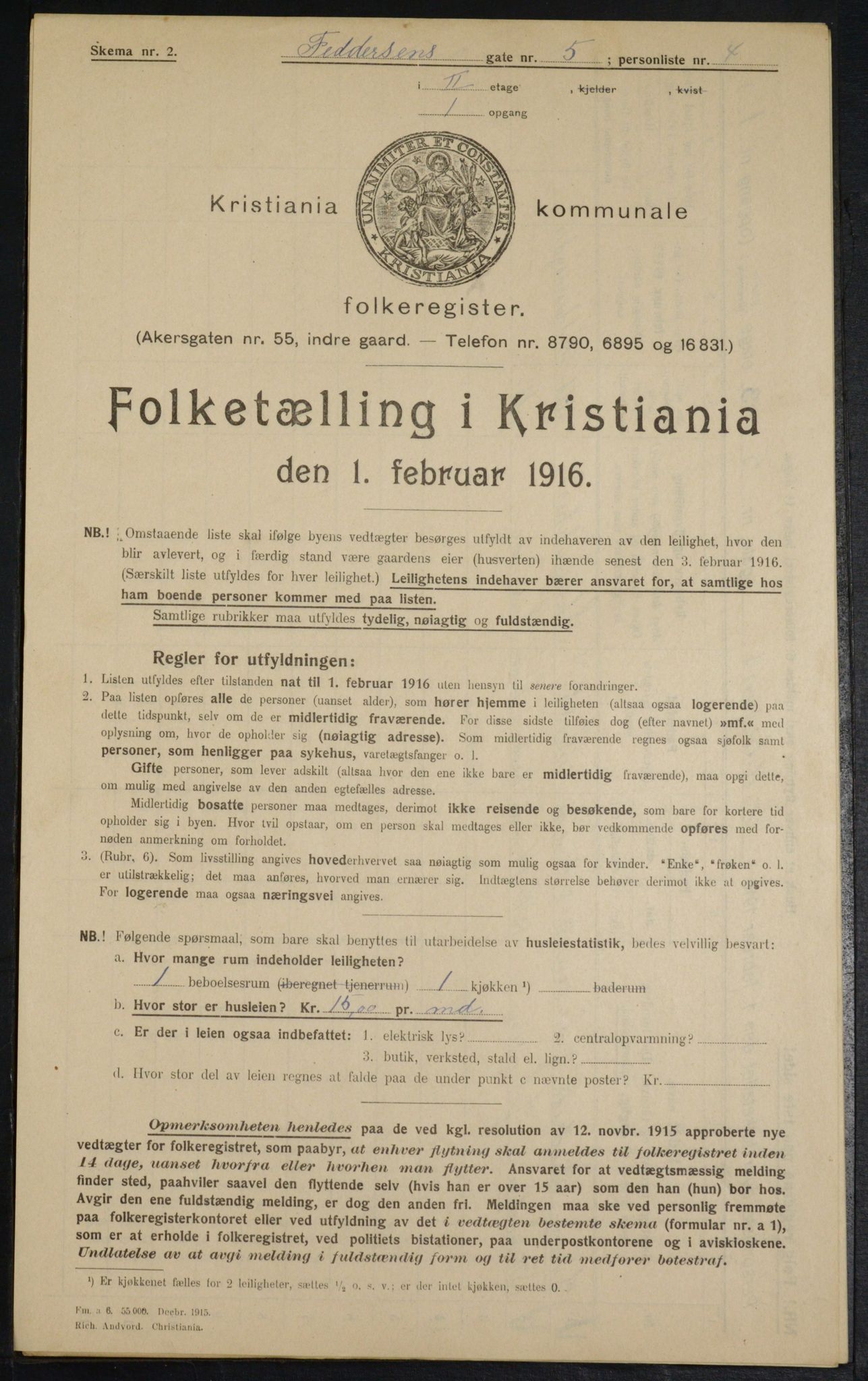 OBA, Kommunal folketelling 1.2.1916 for Kristiania, 1916, s. 24441