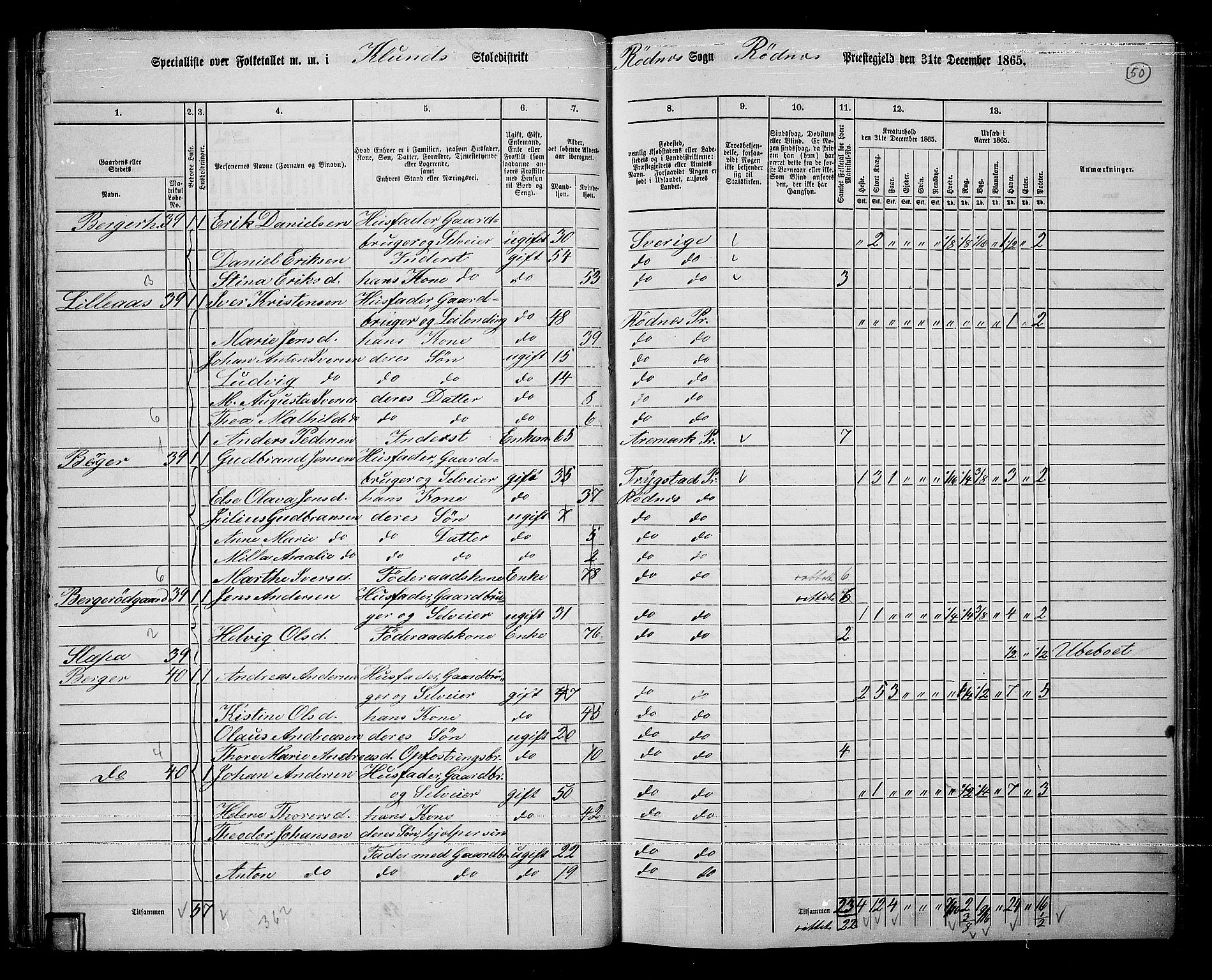 RA, Folketelling 1865 for 0120P Rødenes prestegjeld, 1865, s. 46