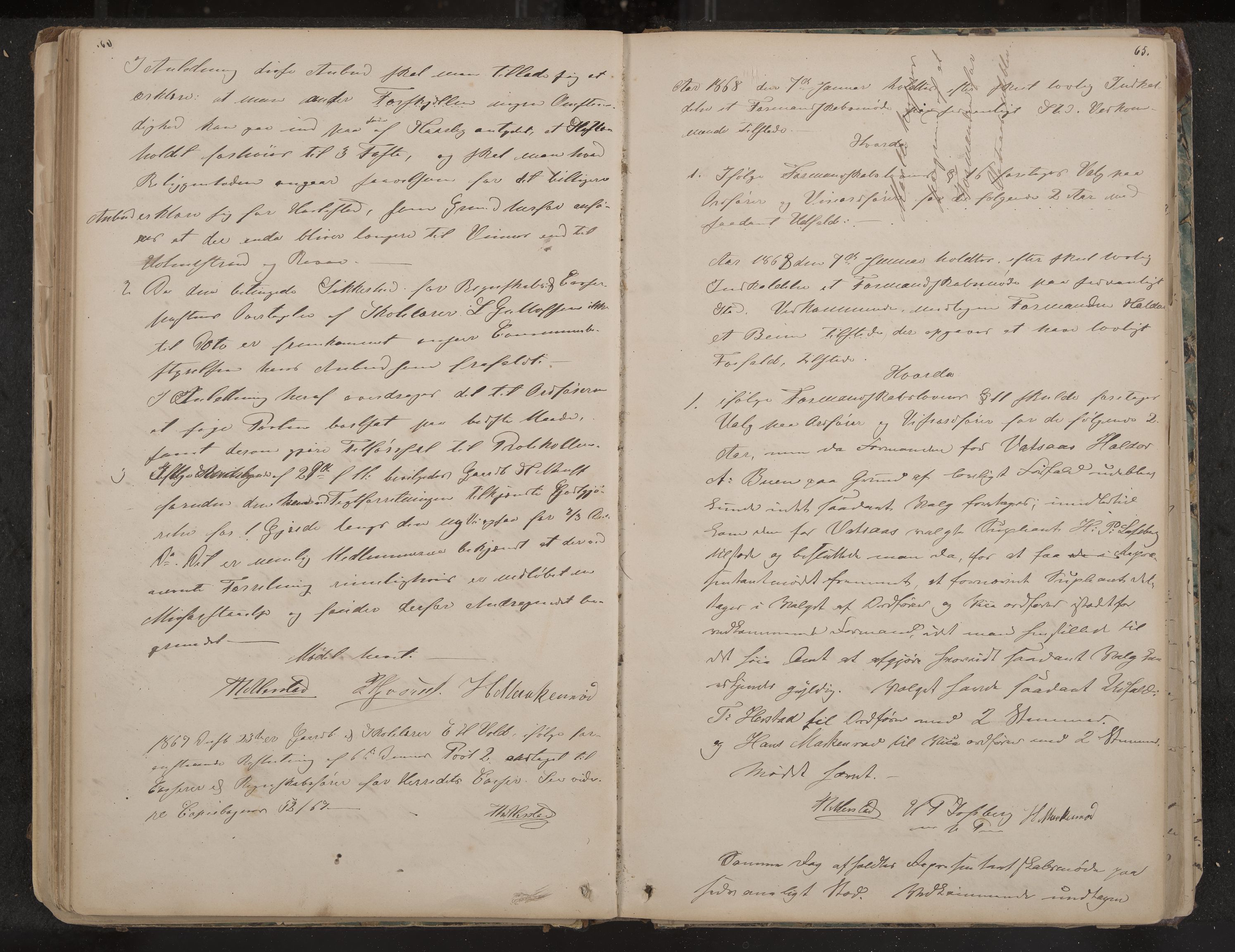 Hof formannskap og sentraladministrasjon, IKAK/0714021-1/A/Aa/L0002: Møtebok med register, 1859-1873, s. 65