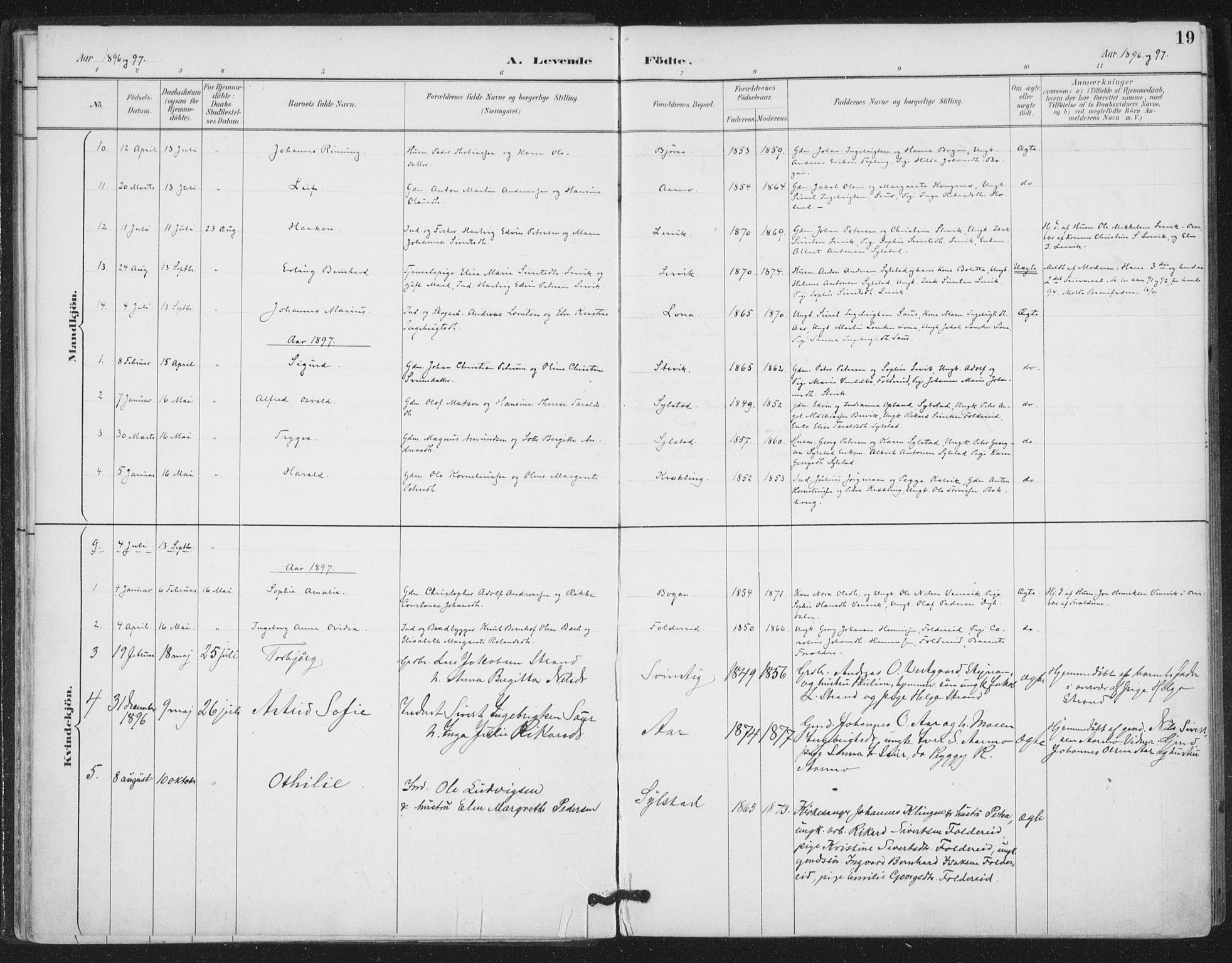 Ministerialprotokoller, klokkerbøker og fødselsregistre - Nord-Trøndelag, AV/SAT-A-1458/783/L0660: Ministerialbok nr. 783A02, 1886-1918, s. 19