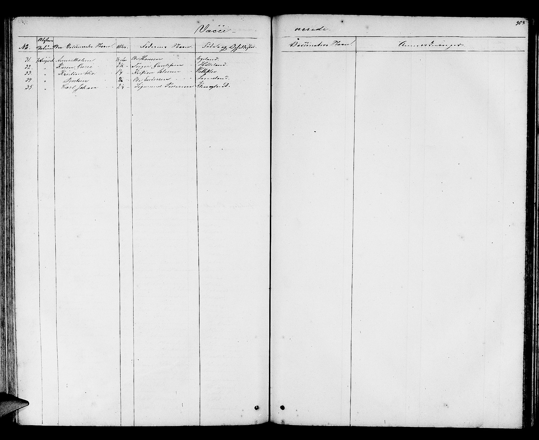 Helleland sokneprestkontor, AV/SAST-A-101810: Klokkerbok nr. B 2, 1848-1886, s. 304