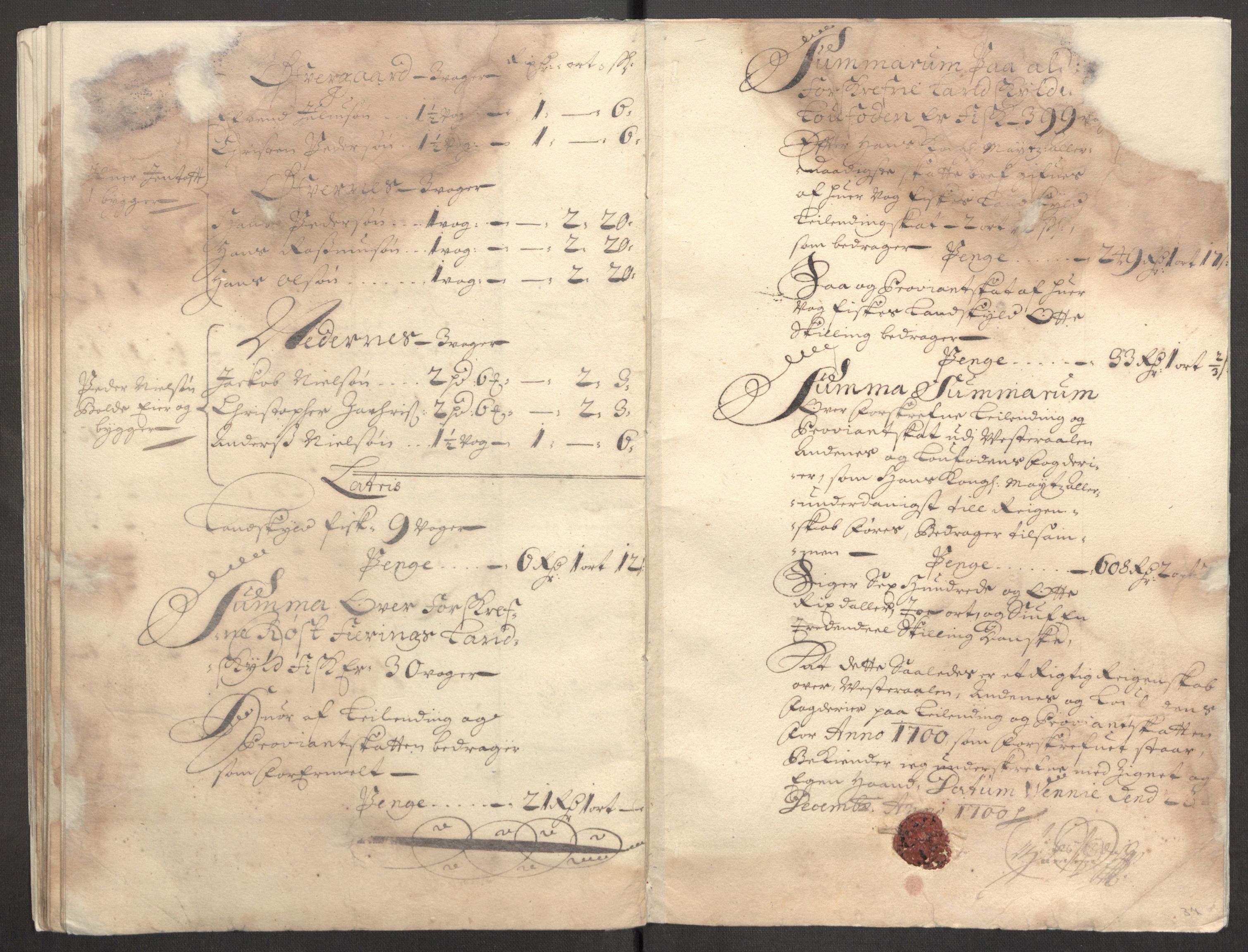 Rentekammeret inntil 1814, Reviderte regnskaper, Fogderegnskap, AV/RA-EA-4092/R67/L4678: Fogderegnskap Vesterålen, Andenes og Lofoten, 1696-1708, s. 411