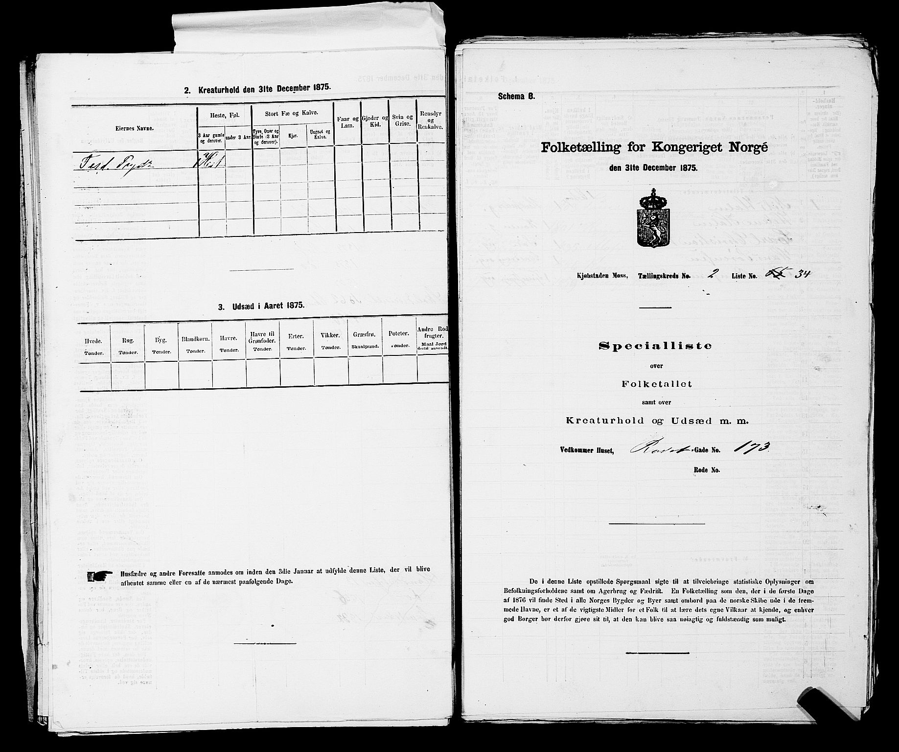 RA, Folketelling 1875 for 0104B Moss prestegjeld, Moss kjøpstad, 1875, s. 296