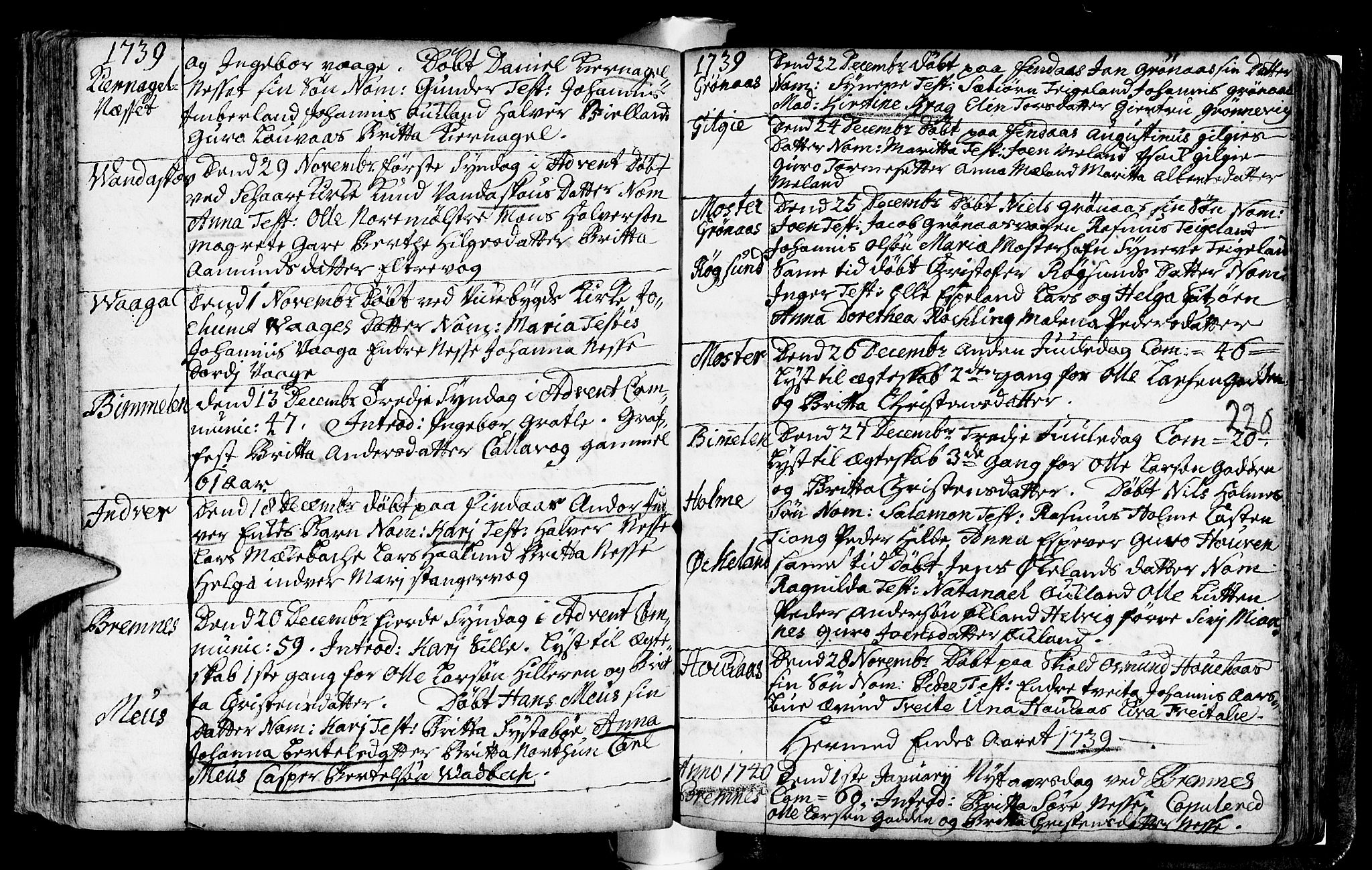 Finnås sokneprestembete, AV/SAB-A-99925/H/Ha/Haa/Haaa/L0001: Ministerialbok nr. A 1, 1718-1744, s. 220