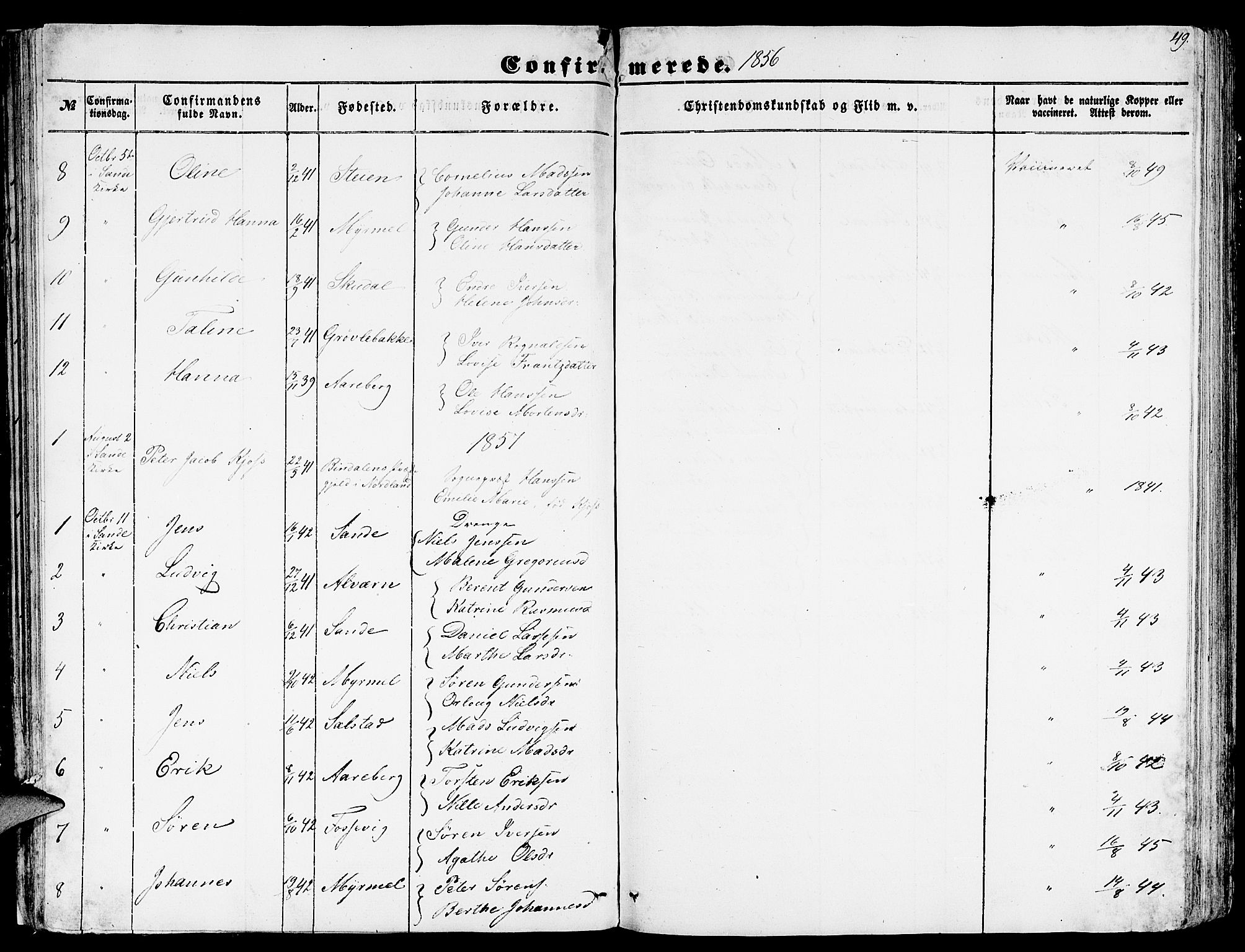 Gaular sokneprestembete, AV/SAB-A-80001/H/Hab: Klokkerbok nr. A 1, 1853-1864, s. 49