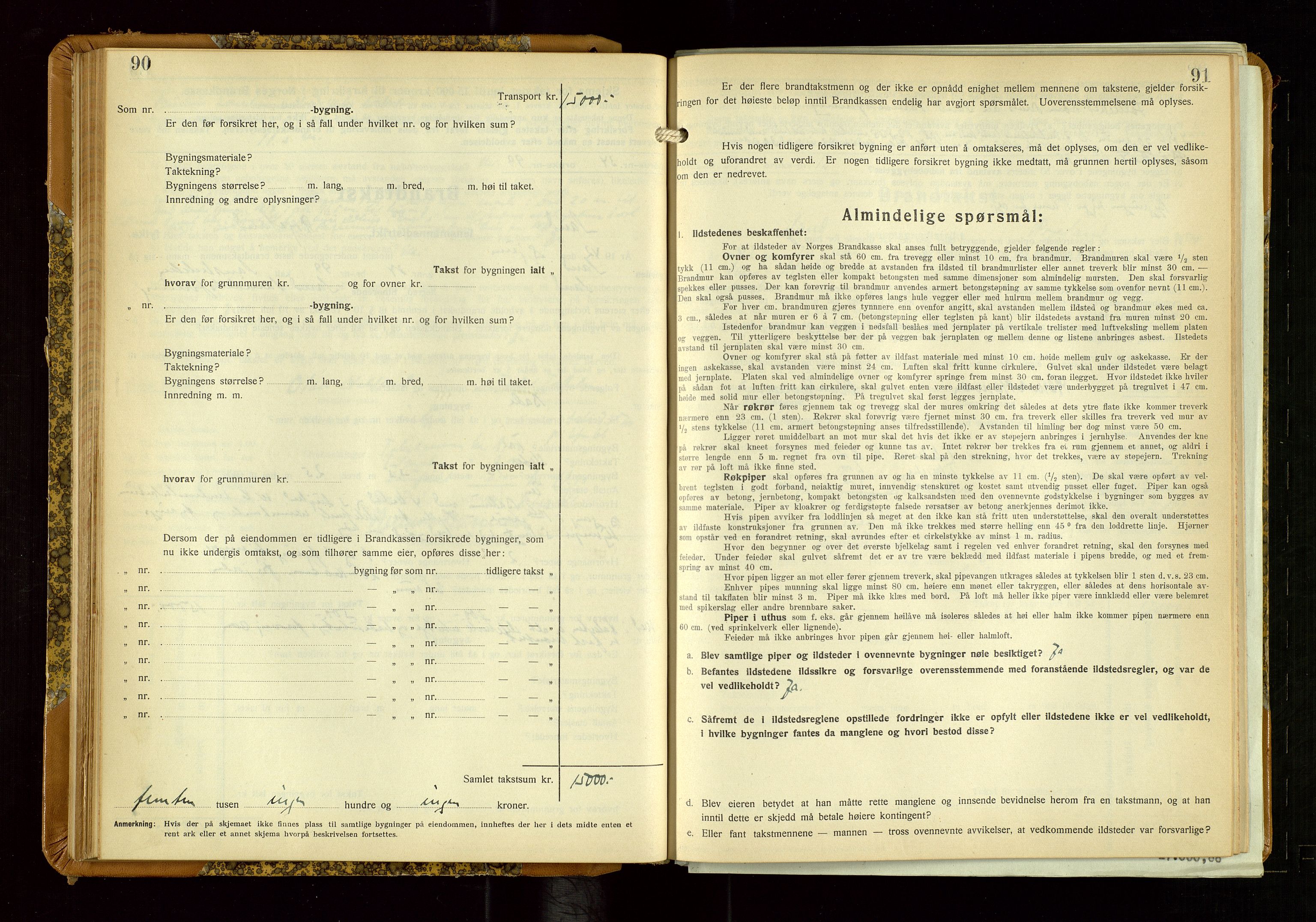 Sand lensmannskontor, AV/SAST-A-100415/Goc/L0002: "Brandtaxationsprotokol", 1936-1952, s. 90-91