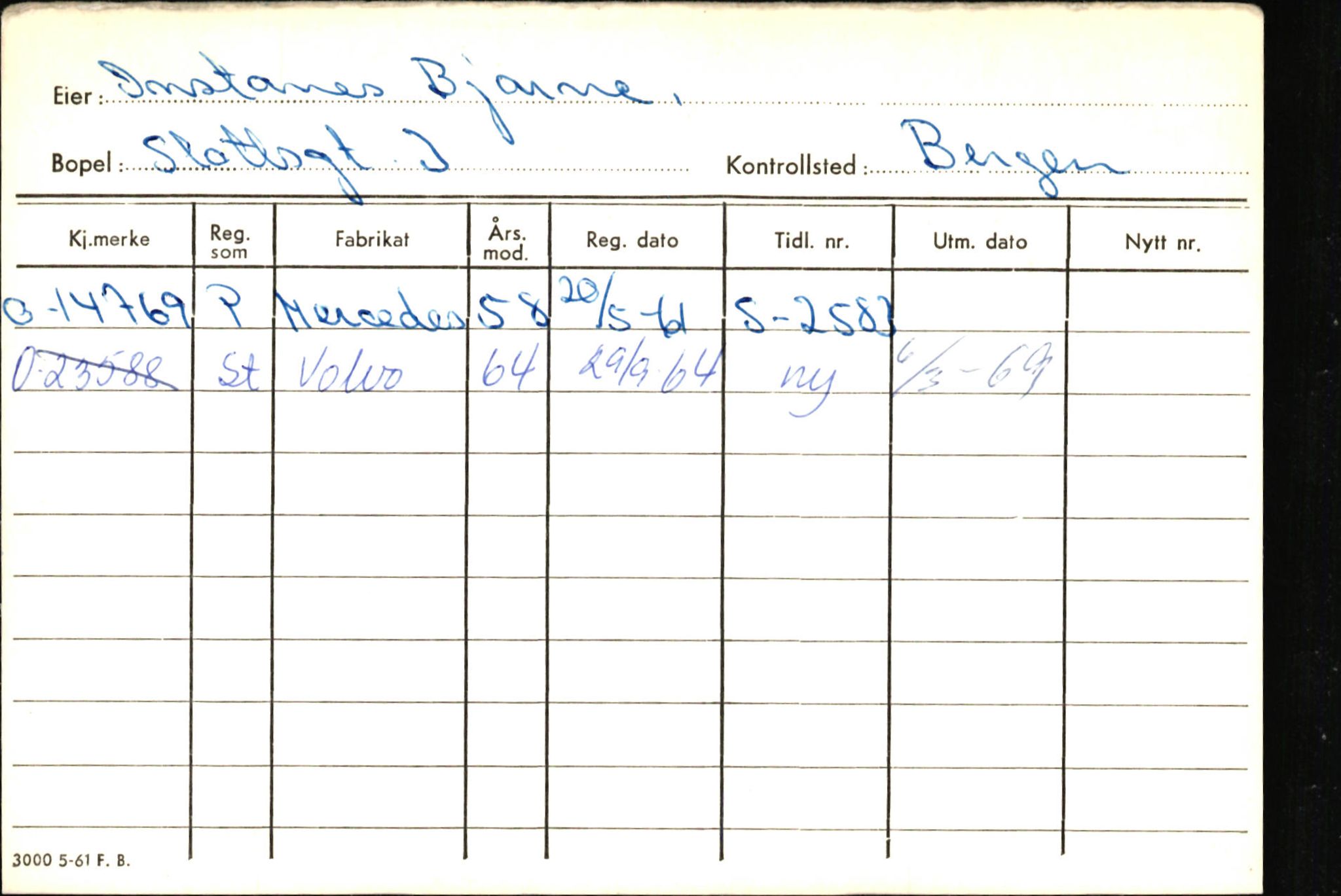 Statens vegvesen, Hordaland vegkontor, AV/SAB-A-5201/2/Hb/L0016: O-eierkort I-J, 1920-1971, s. 3