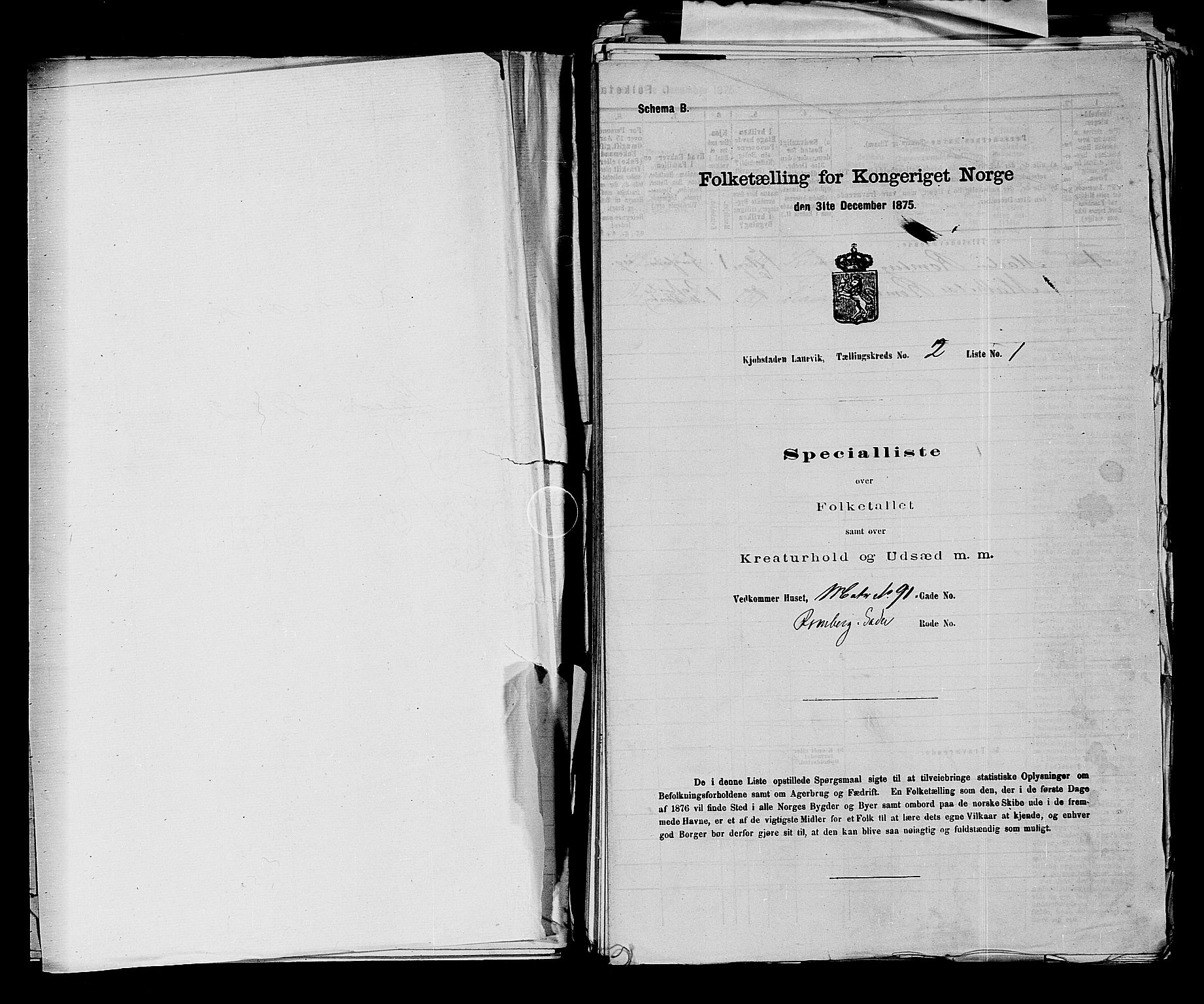 SAKO, Folketelling 1875 for 0707P Larvik prestegjeld, 1875, s. 223