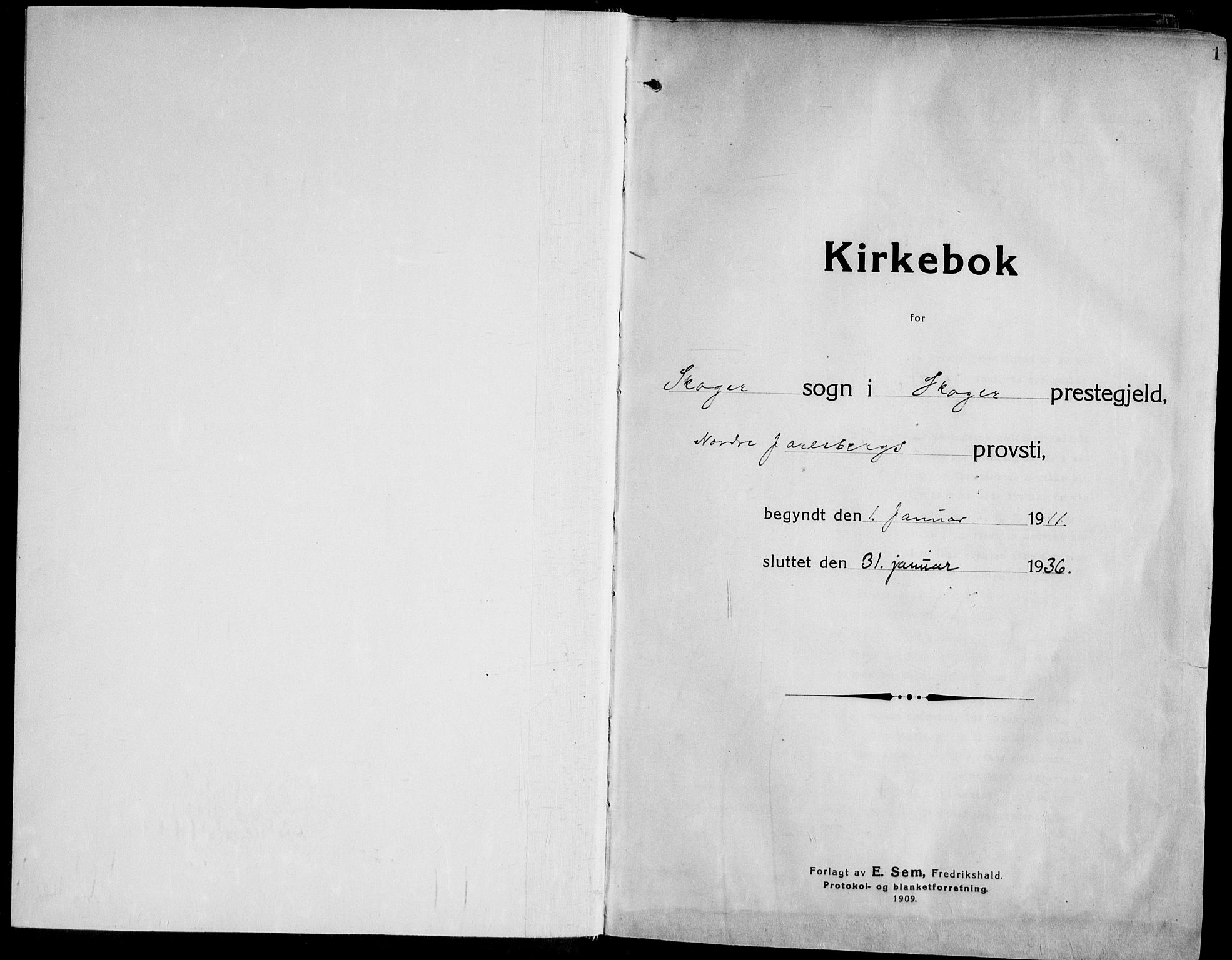 Skoger kirkebøker, SAKO/A-59/F/Fa/L0007: Ministerialbok nr. I 7, 1911-1936, s. 0-1