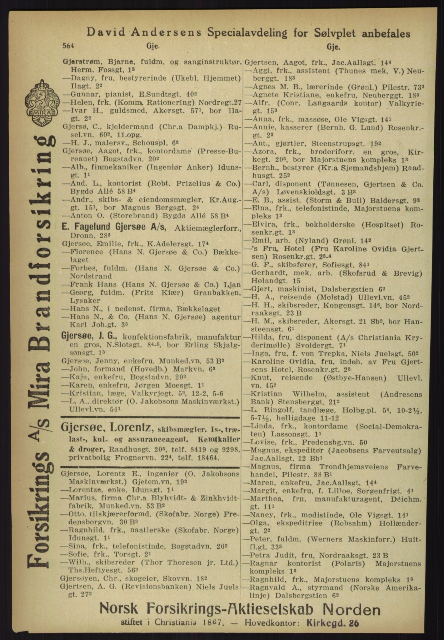 Kristiania/Oslo adressebok, PUBL/-, 1918, s. 589