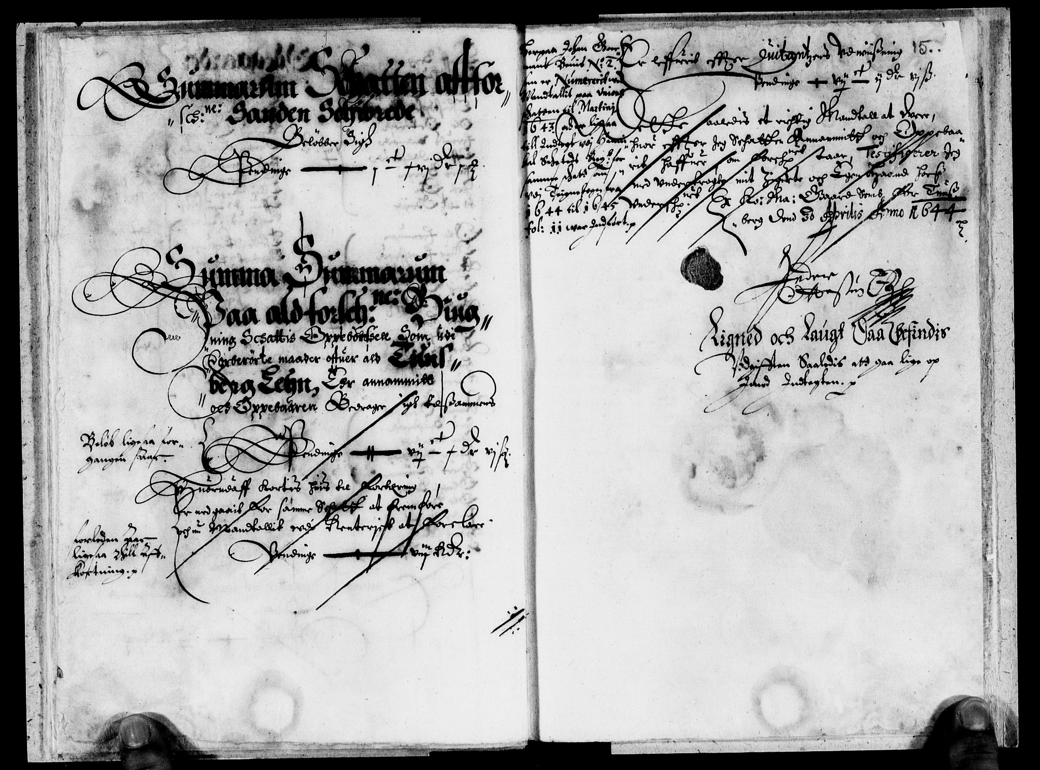 Rentekammeret inntil 1814, Reviderte regnskaper, Lensregnskaper, AV/RA-EA-5023/R/Rb/Rbo/L0025: Tønsberg len, 1643-1645