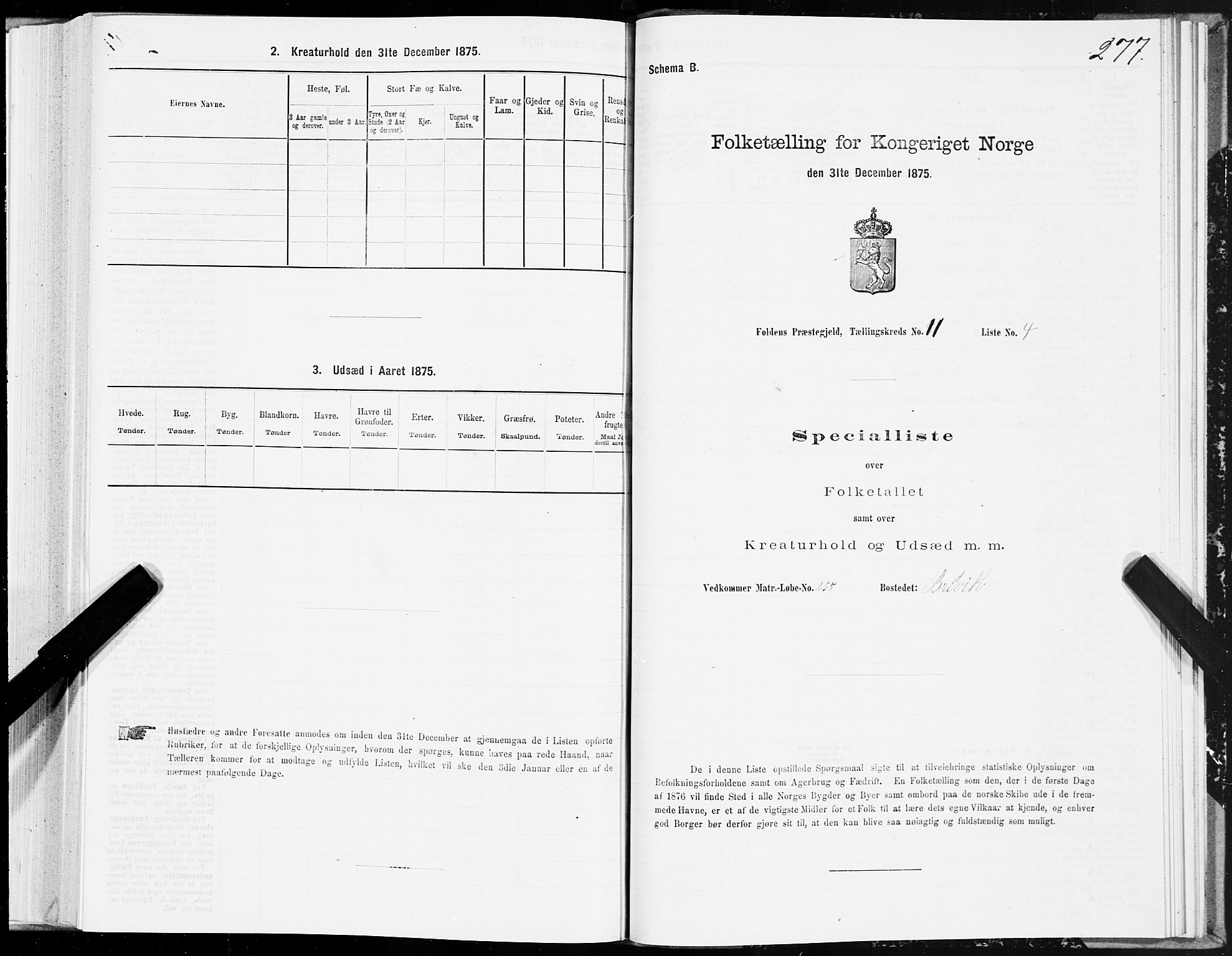 SAT, Folketelling 1875 for 1845P Folda prestegjeld, 1875, s. 3277