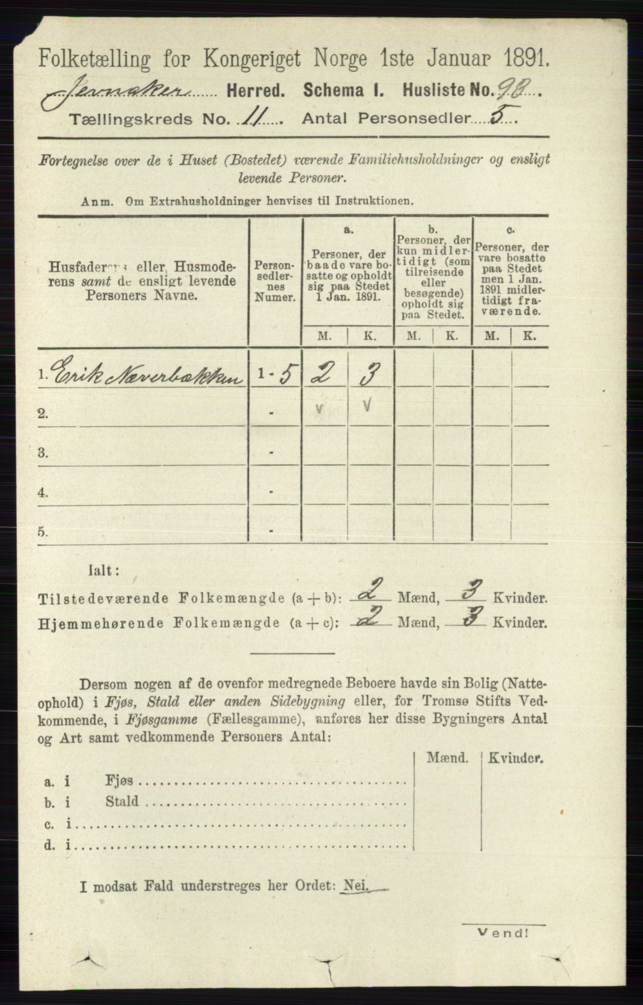 RA, Folketelling 1891 for 0532 Jevnaker herred, 1891, s. 6897