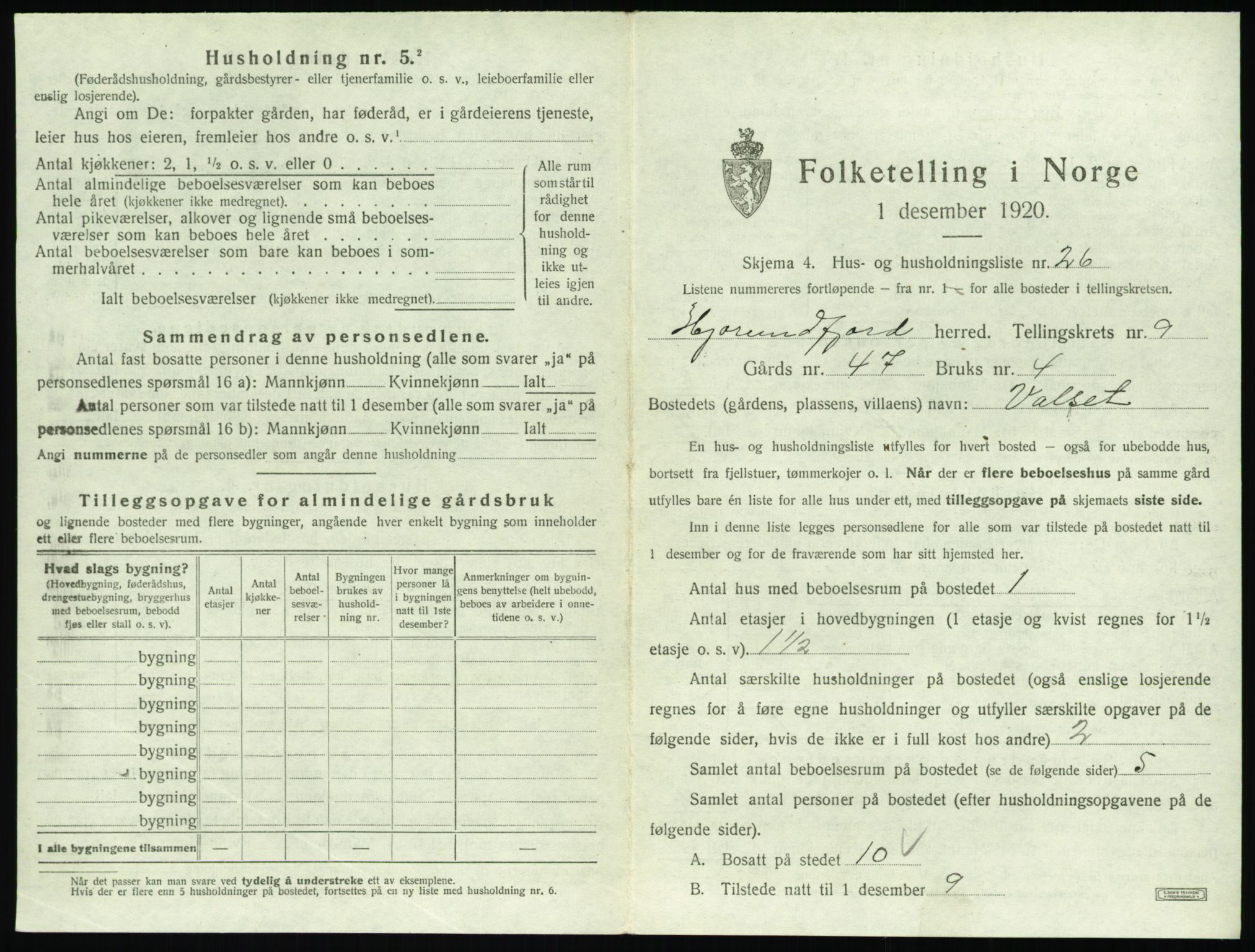 SAT, Folketelling 1920 for 1522 Hjørundfjord herred, 1920, s. 473