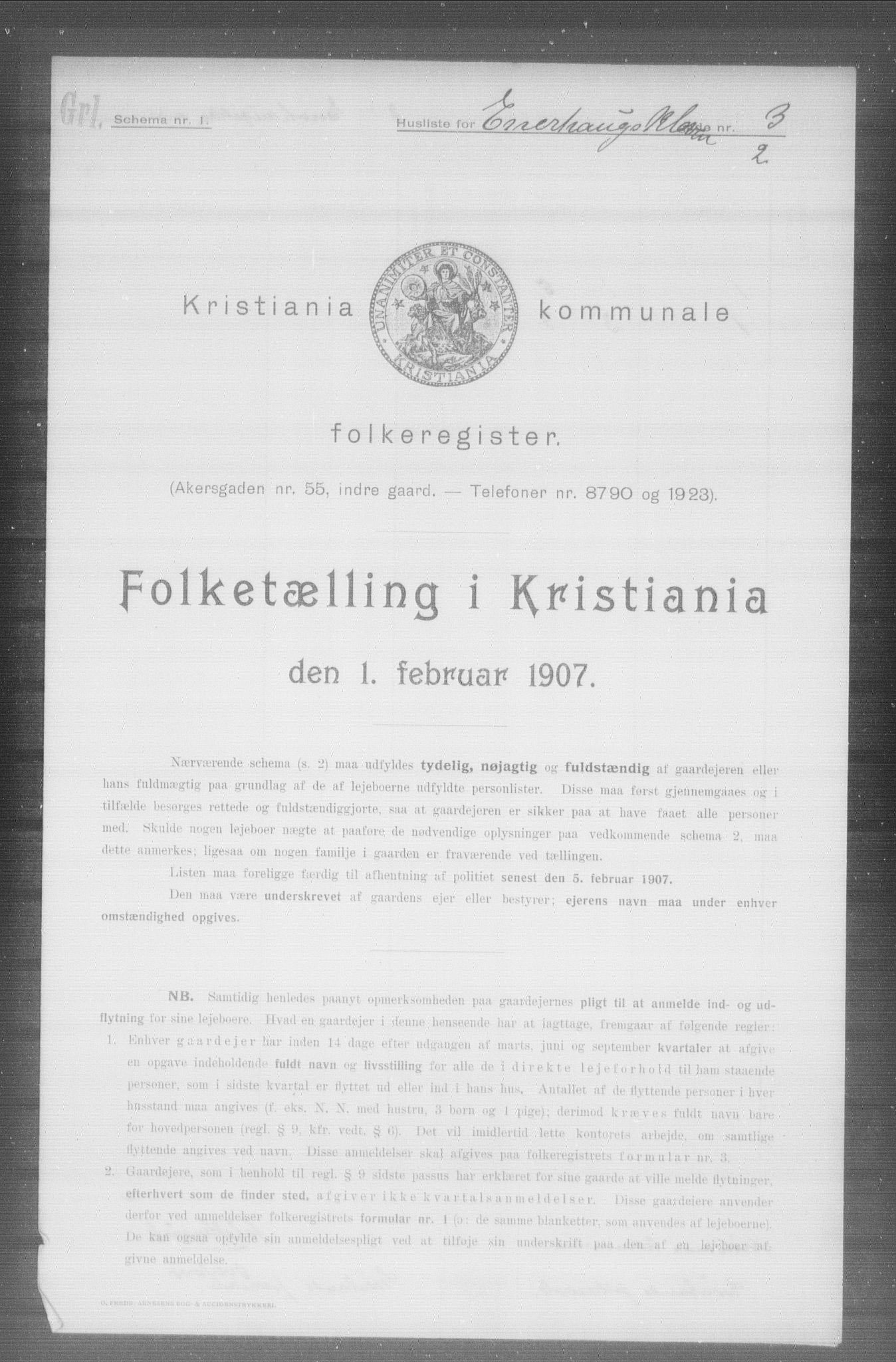 OBA, Kommunal folketelling 1.2.1907 for Kristiania kjøpstad, 1907, s. 10946