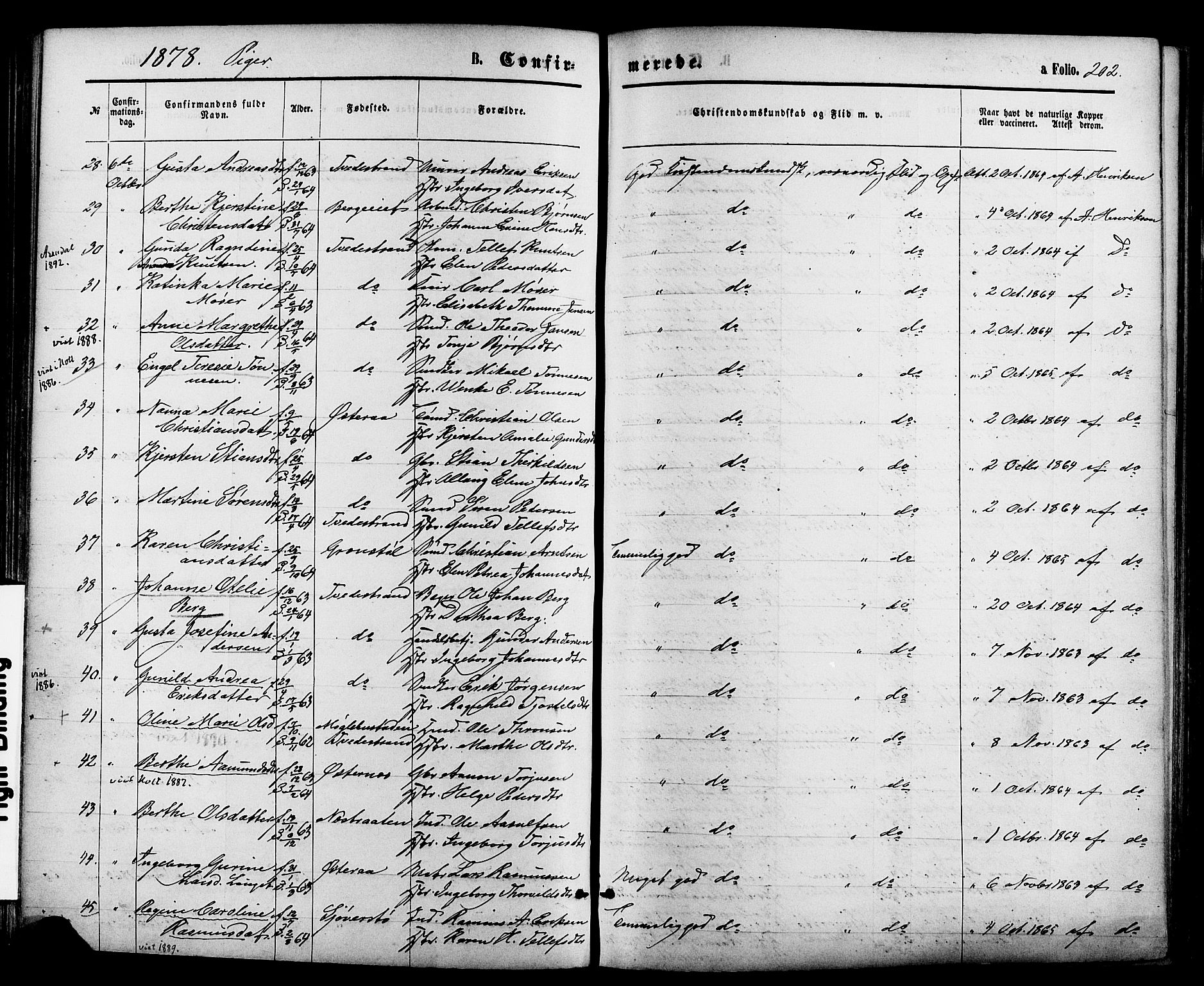 Holt sokneprestkontor, AV/SAK-1111-0021/F/Fa/L0010: Ministerialbok nr. A 10, 1872-1885, s. 202