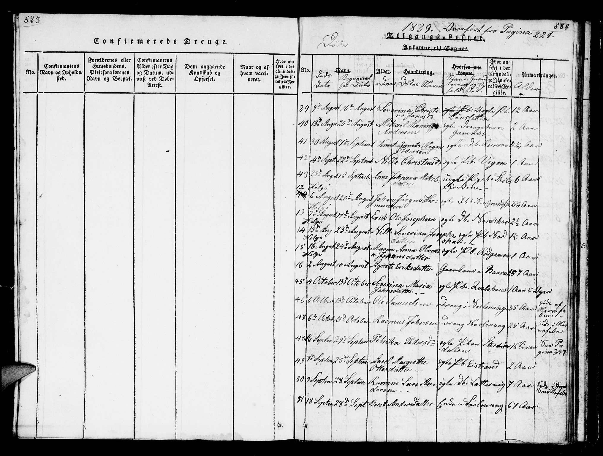 Karlsøy sokneprestembete, AV/SATØ-S-1299/H/Ha/Hab/L0001klokker: Klokkerbok nr. 1, 1821-1840, s. 587-588