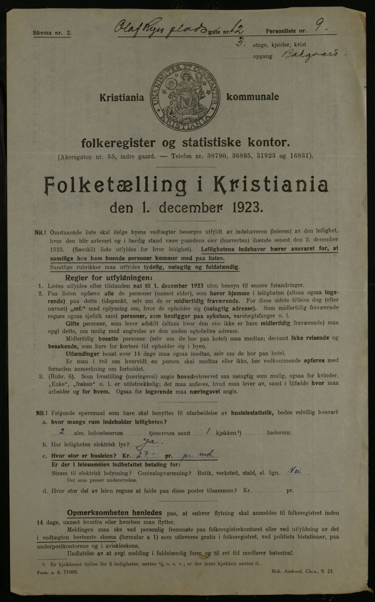 OBA, Kommunal folketelling 1.12.1923 for Kristiania, 1923, s. 82735