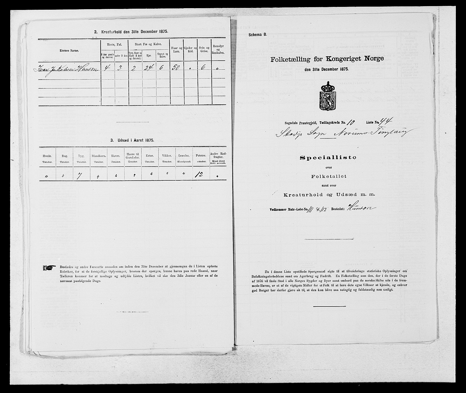 SAB, Folketelling 1875 for 1420P Sogndal prestegjeld, 1875, s. 974