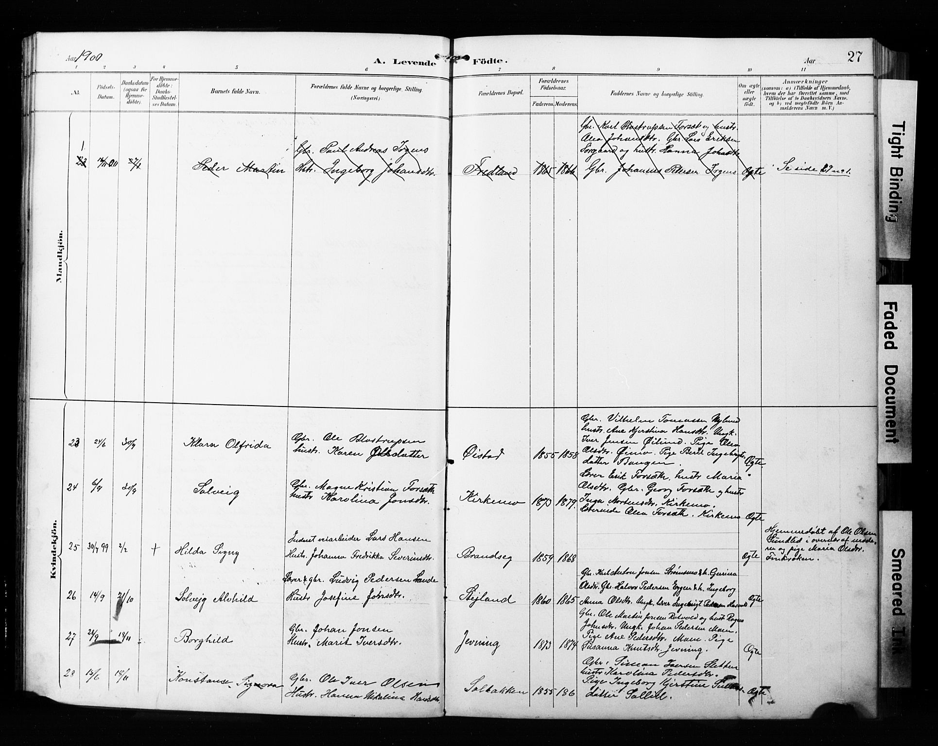 Målselv sokneprestembete, AV/SATØ-S-1311/G/Ga/Gab/L0008klokker: Klokkerbok nr. 8, 1895-1913, s. 27