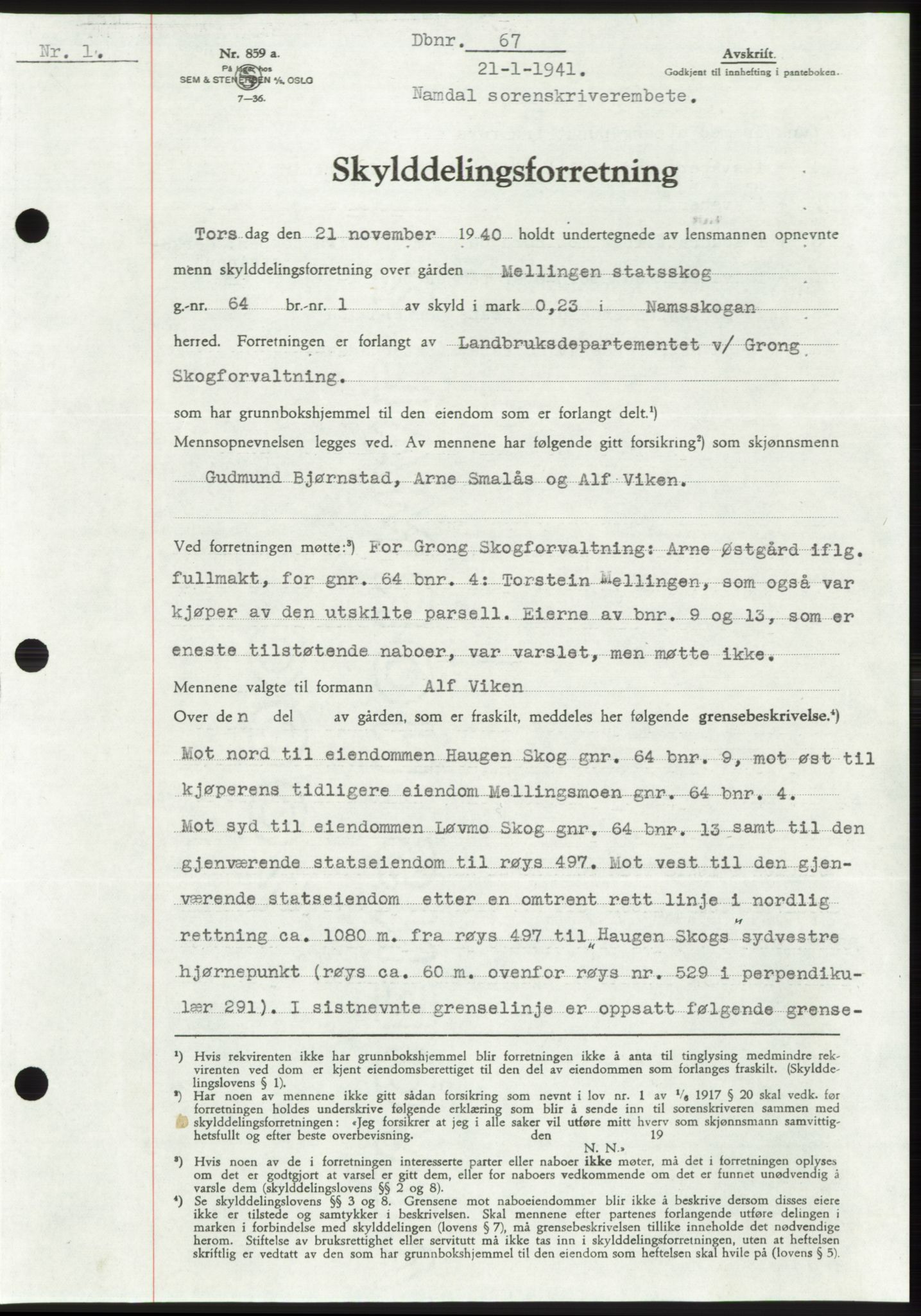 Namdal sorenskriveri, SAT/A-4133/1/2/2C: Pantebok nr. -, 1940-1941, Tingl.dato: 21.01.1941