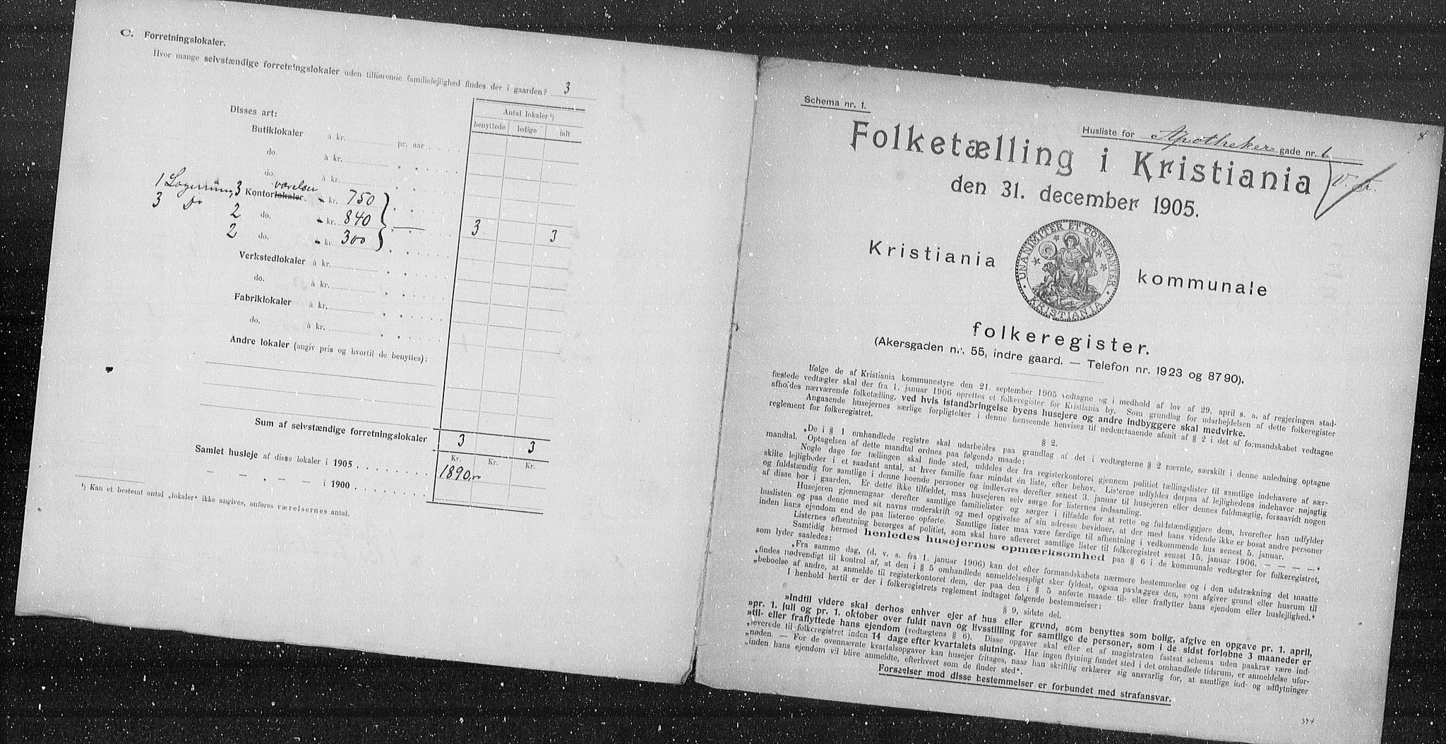 OBA, Kommunal folketelling 31.12.1905 for Kristiania kjøpstad, 1905, s. 736