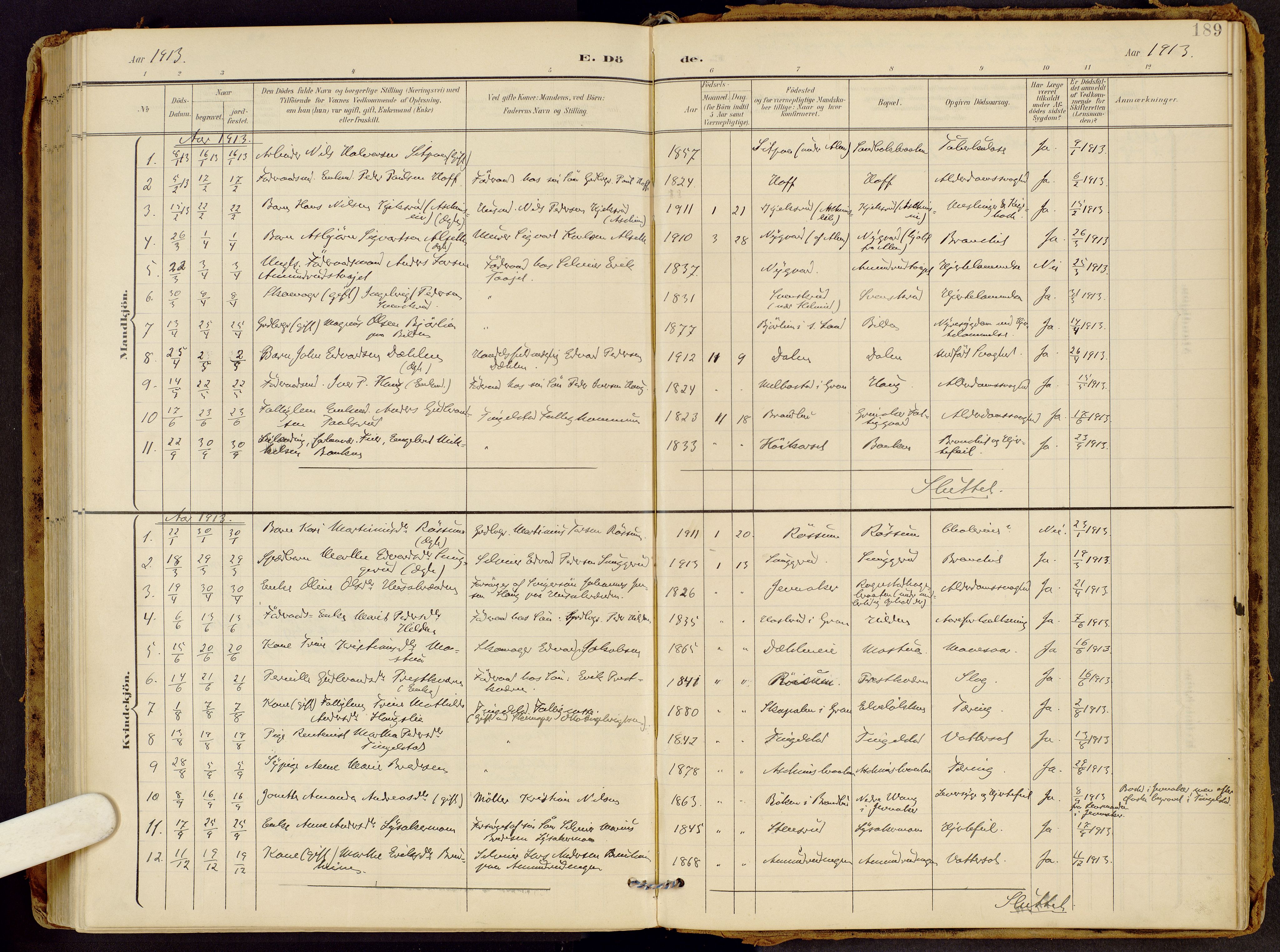 Brandbu prestekontor, AV/SAH-PREST-114/H/Ha/Haa/L0002: Ministerialbok nr. 2, 1899-1914, s. 189