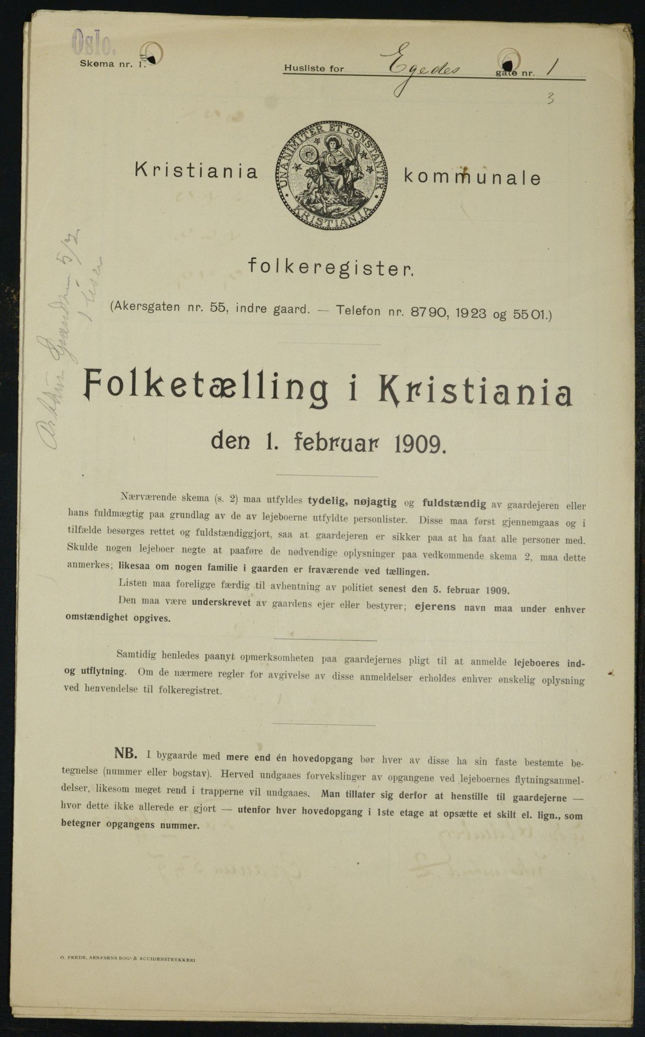 OBA, Kommunal folketelling 1.2.1909 for Kristiania kjøpstad, 1909, s. 17092