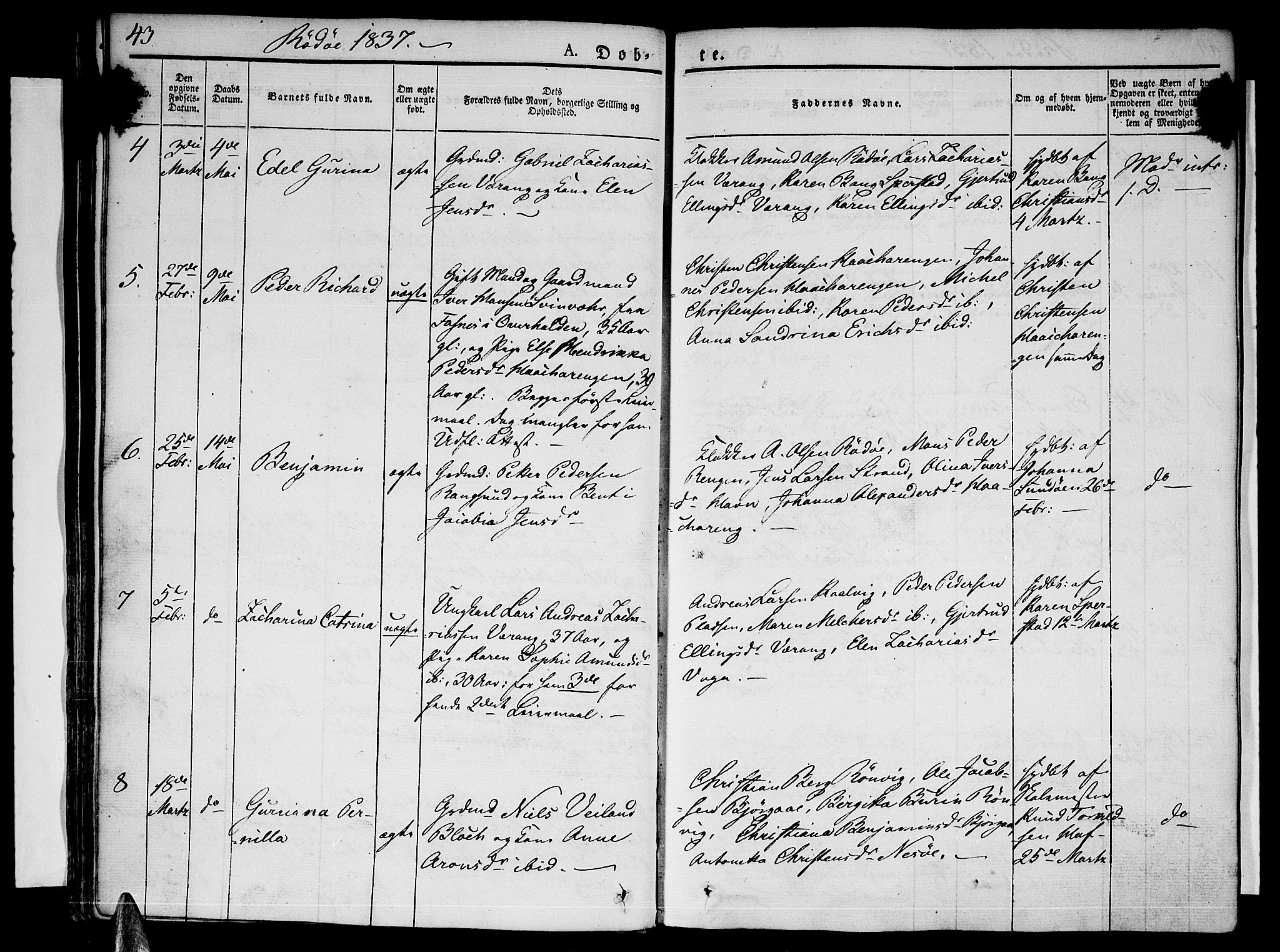 Ministerialprotokoller, klokkerbøker og fødselsregistre - Nordland, AV/SAT-A-1459/841/L0598: Ministerialbok nr. 841A06 /1, 1825-1844, s. 43